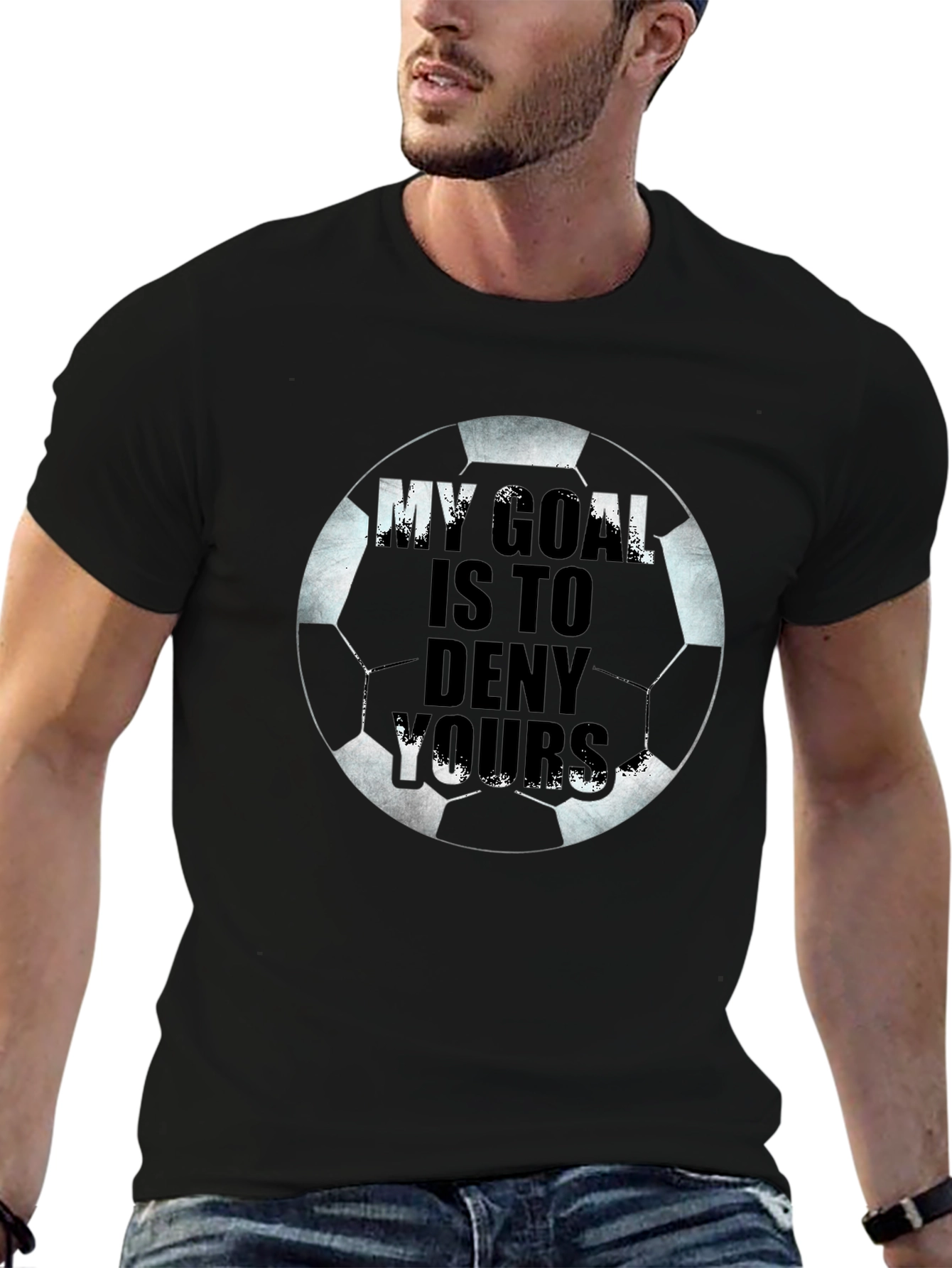 Black Soccer Goal T-Shirt - Deny Yours! view 6