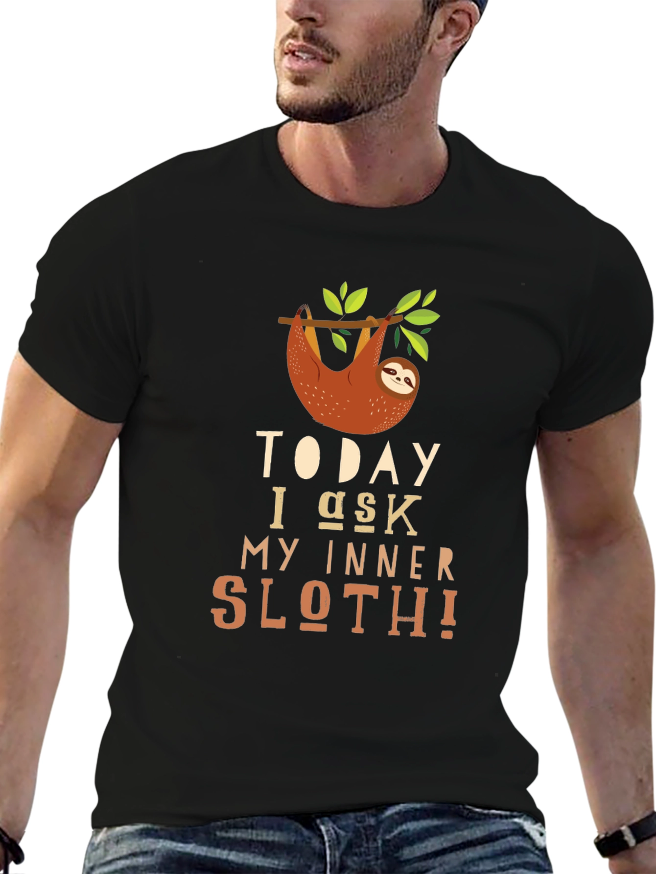 Black Today I Ask My Inner Sloth Tee view 6