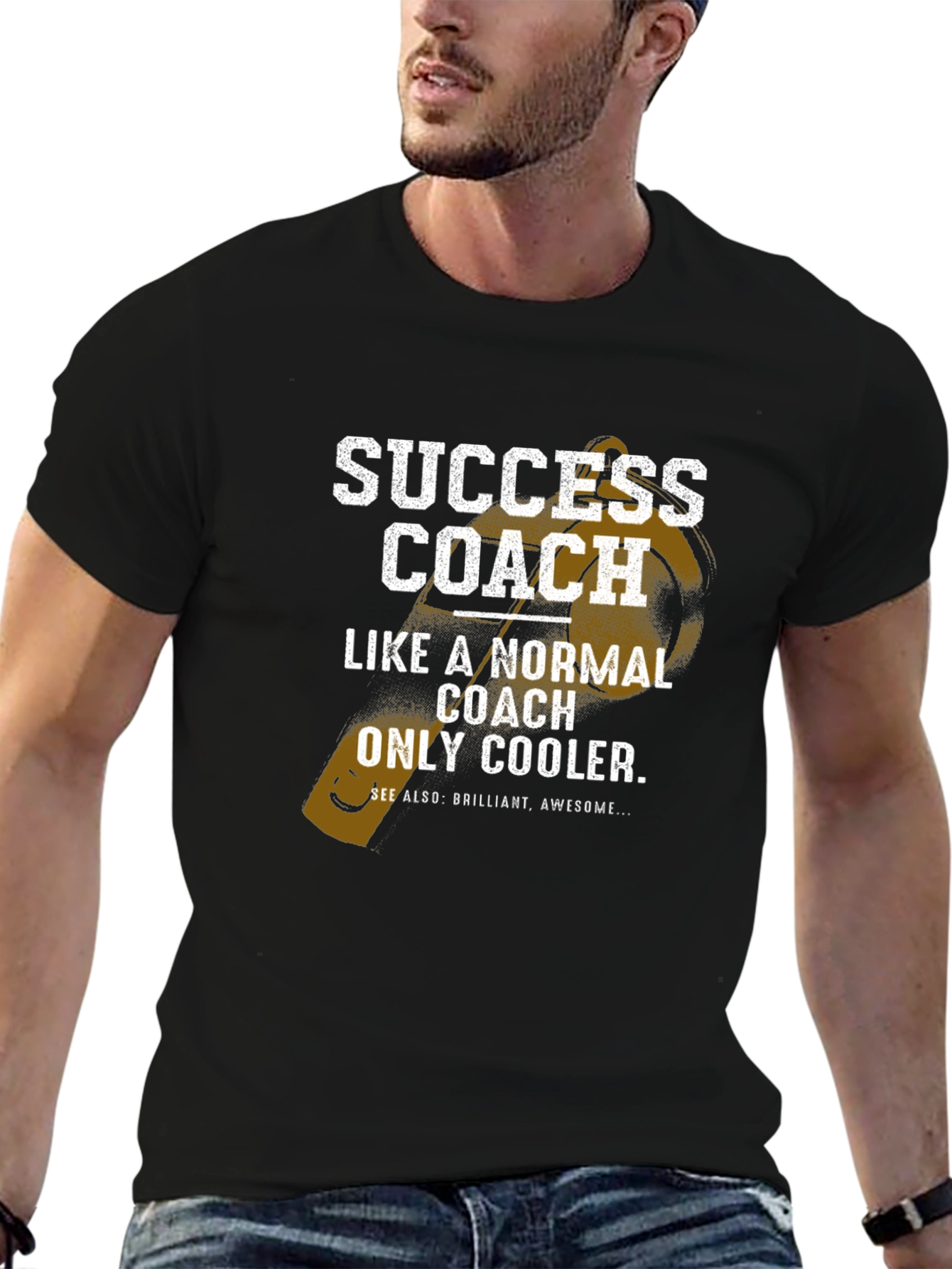 Black Success Coach T-Shirt - Funny Gift for Coaches view 6