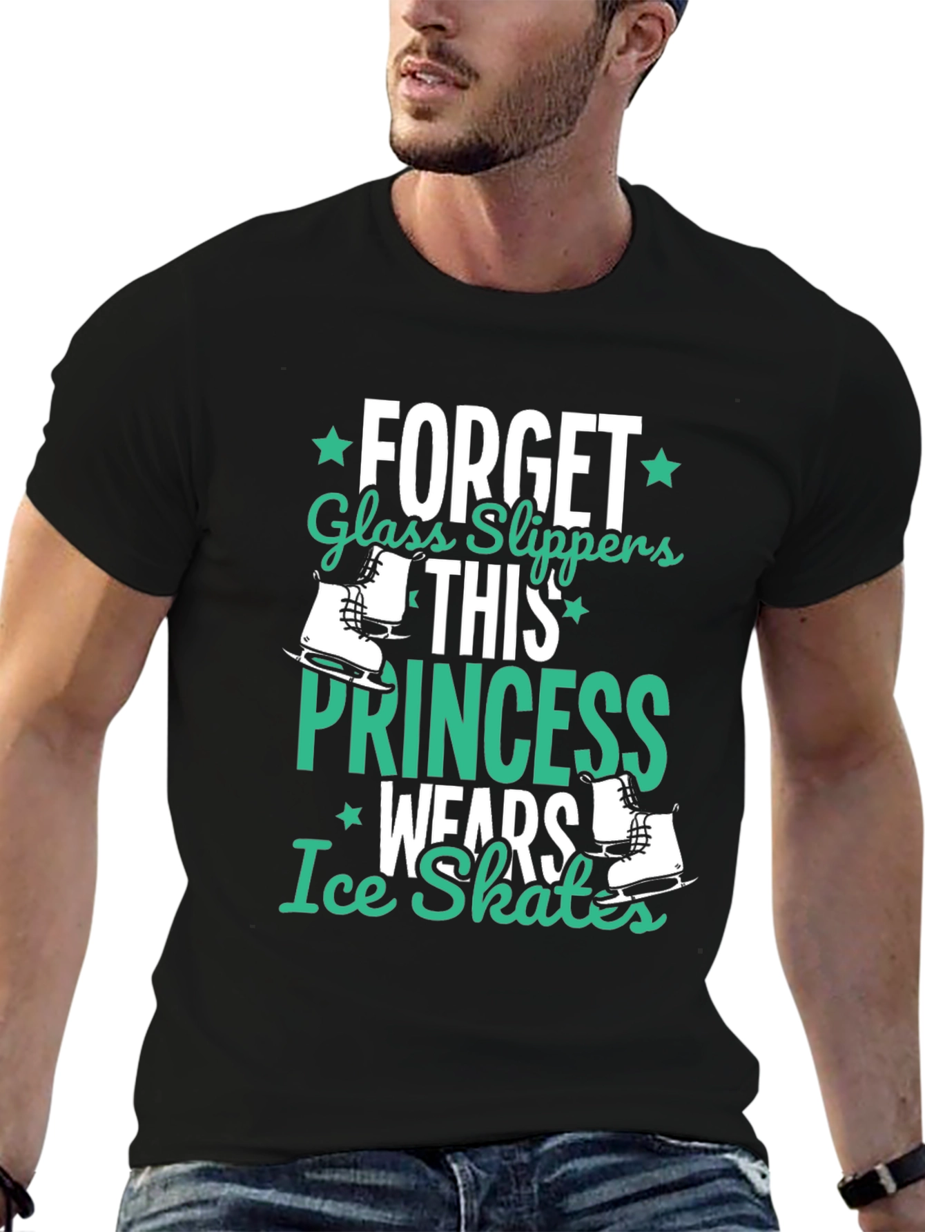 Black Ice Skates Princess Black T-Shirt view 6