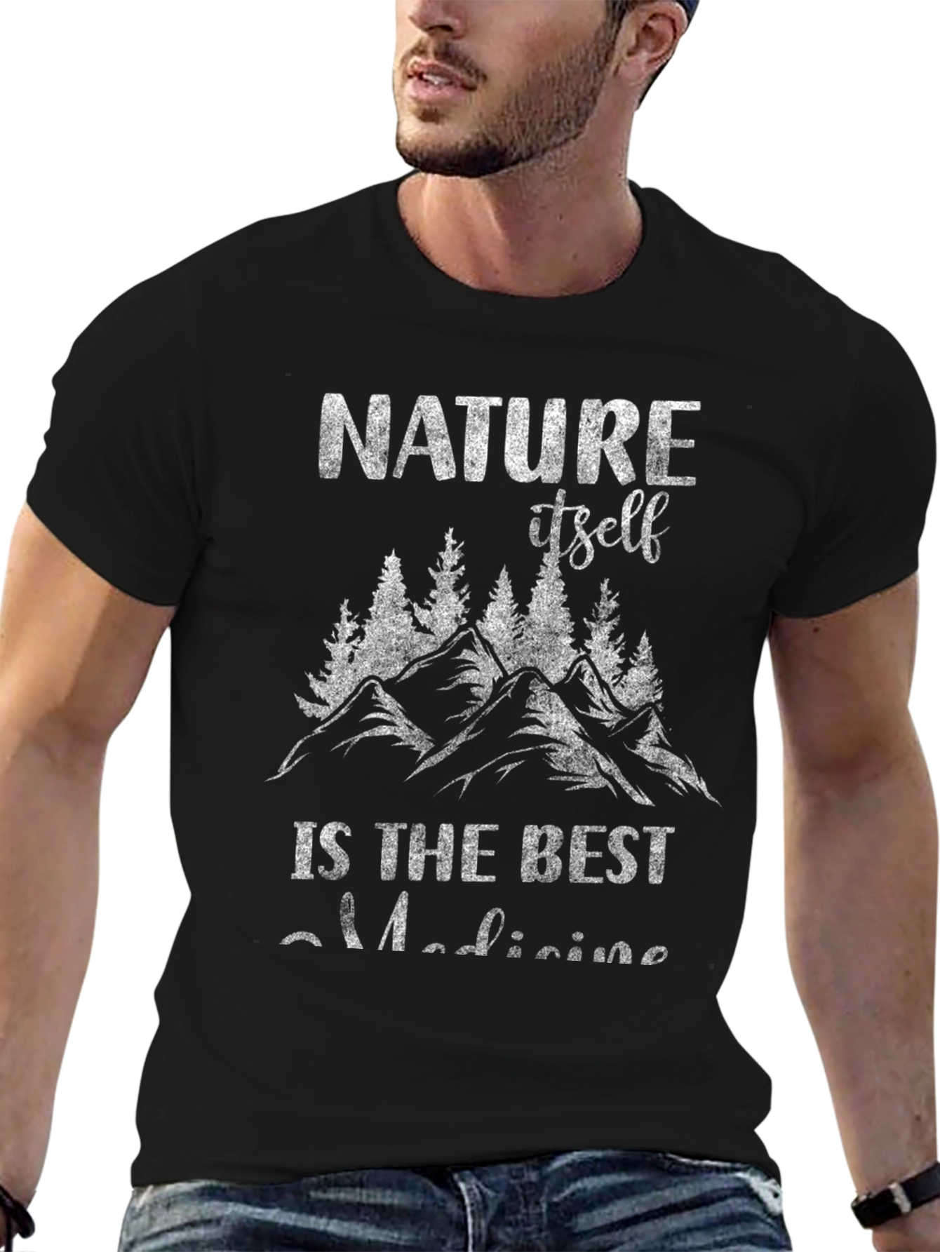 Black Nature is the Best Medicine Graphic T-Shirt view 6