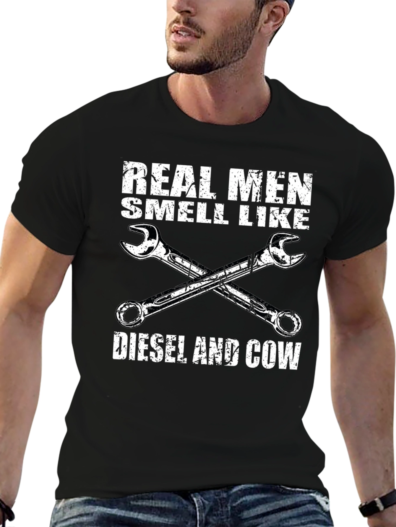 Black Real Men Diesel & Cow T-Shirt view 6