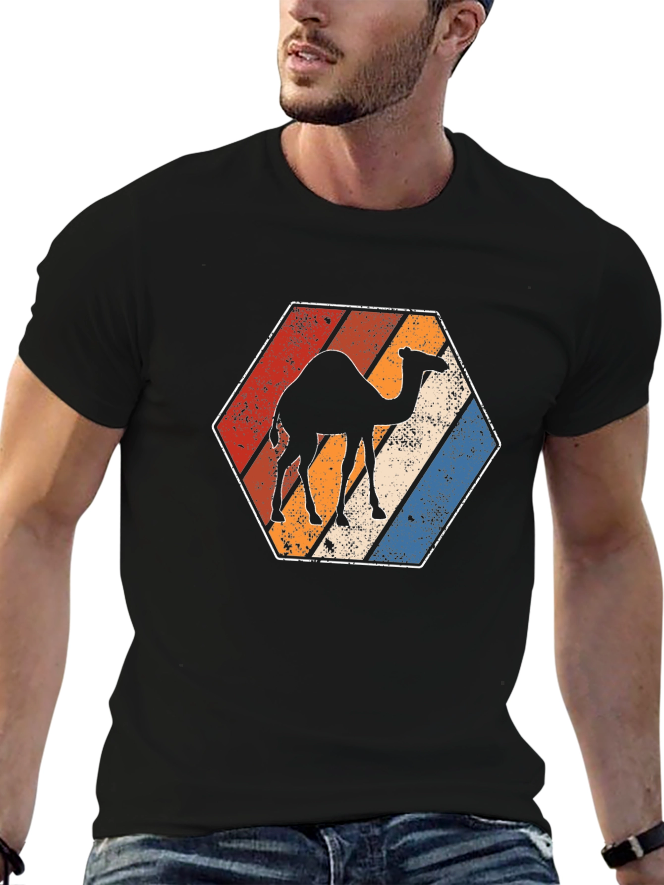 Black Retro Camel T-Shirt - Desert Vibes view 6