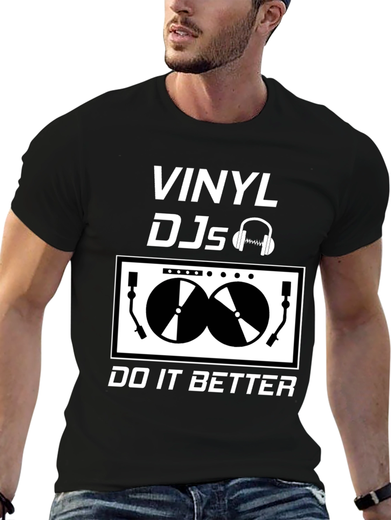 Black Vinyl DJs Do It Better Graphic T-Shirt view 6