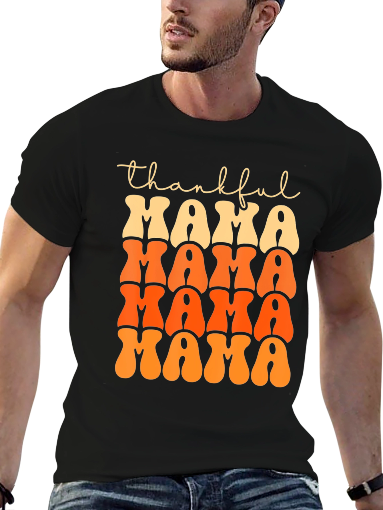 Black Thankful Mama T-Shirt - Fall Festive Tee view 6