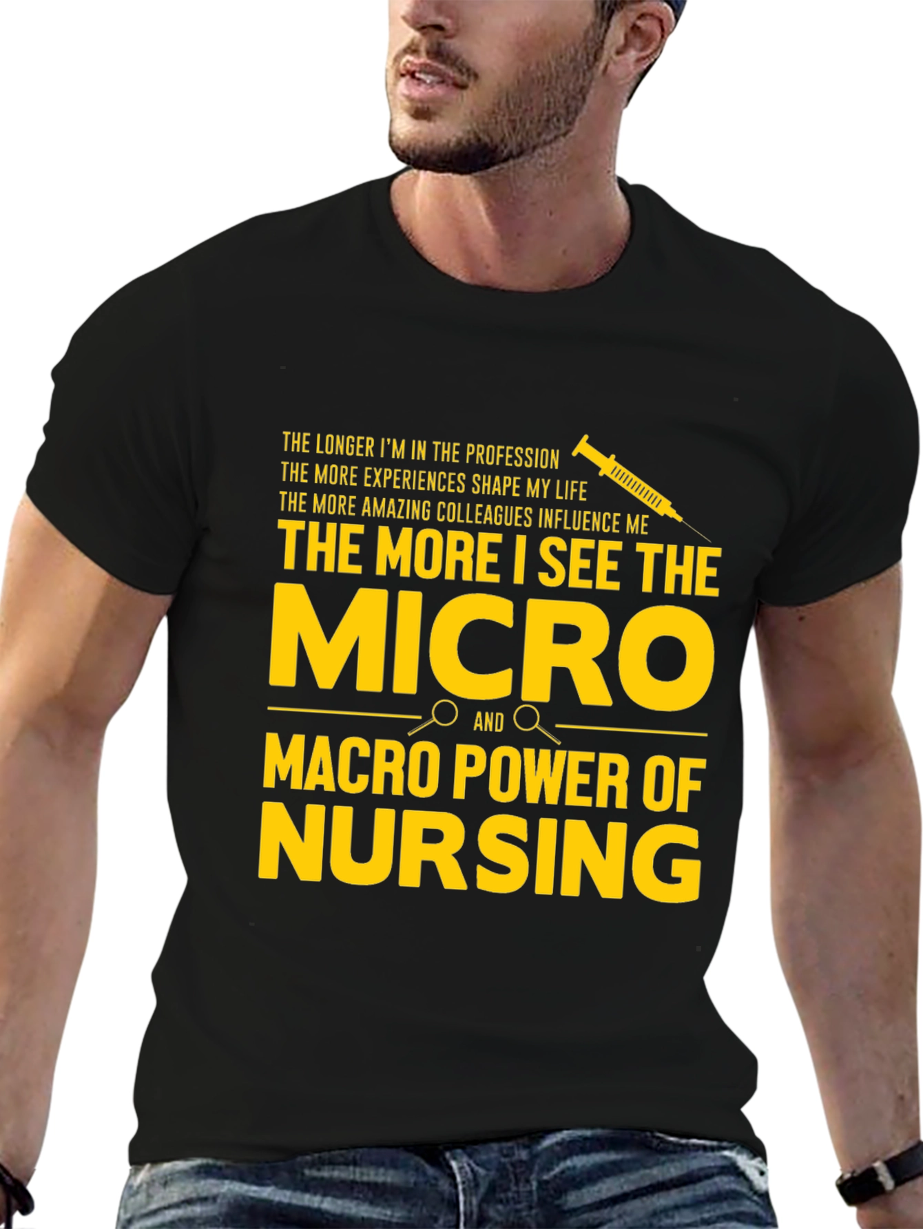 Black Nursing Power T-Shirt - Micro & Macro Appreciation view 6