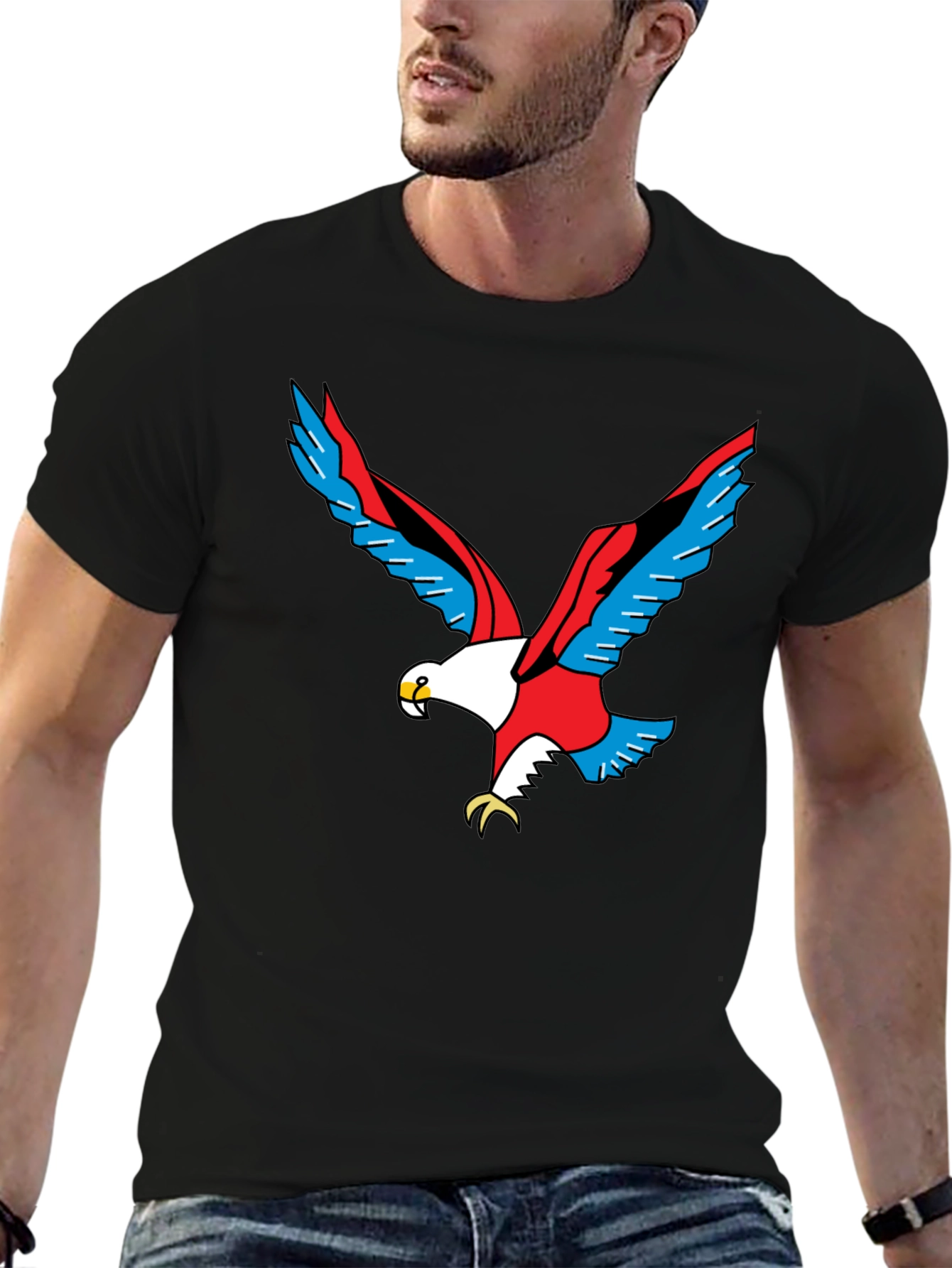 Black Bold Eagle Graphic Black T-Shirt view 6