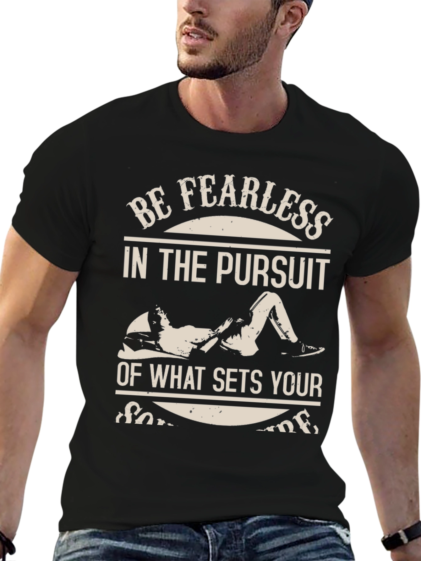 Black Fearless Pursuit Graphic T-Shirt - Black view 6