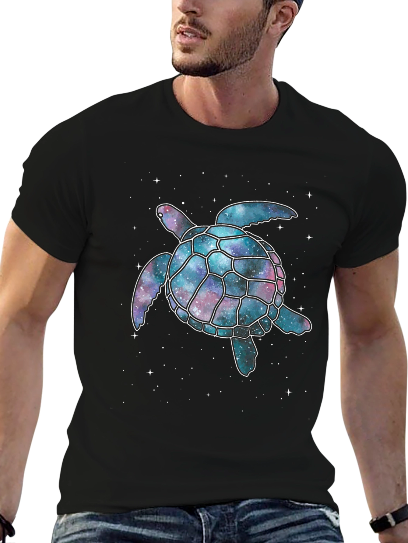 Black Cosmic Turtle Graphic T-Shirt - Black view 6