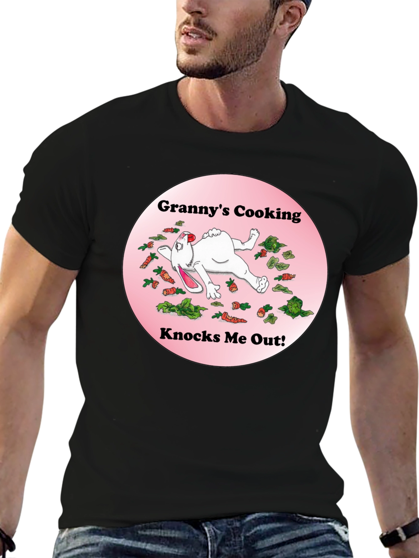Black Granny's Cooking T-Shirt Funny Rabbit view 6