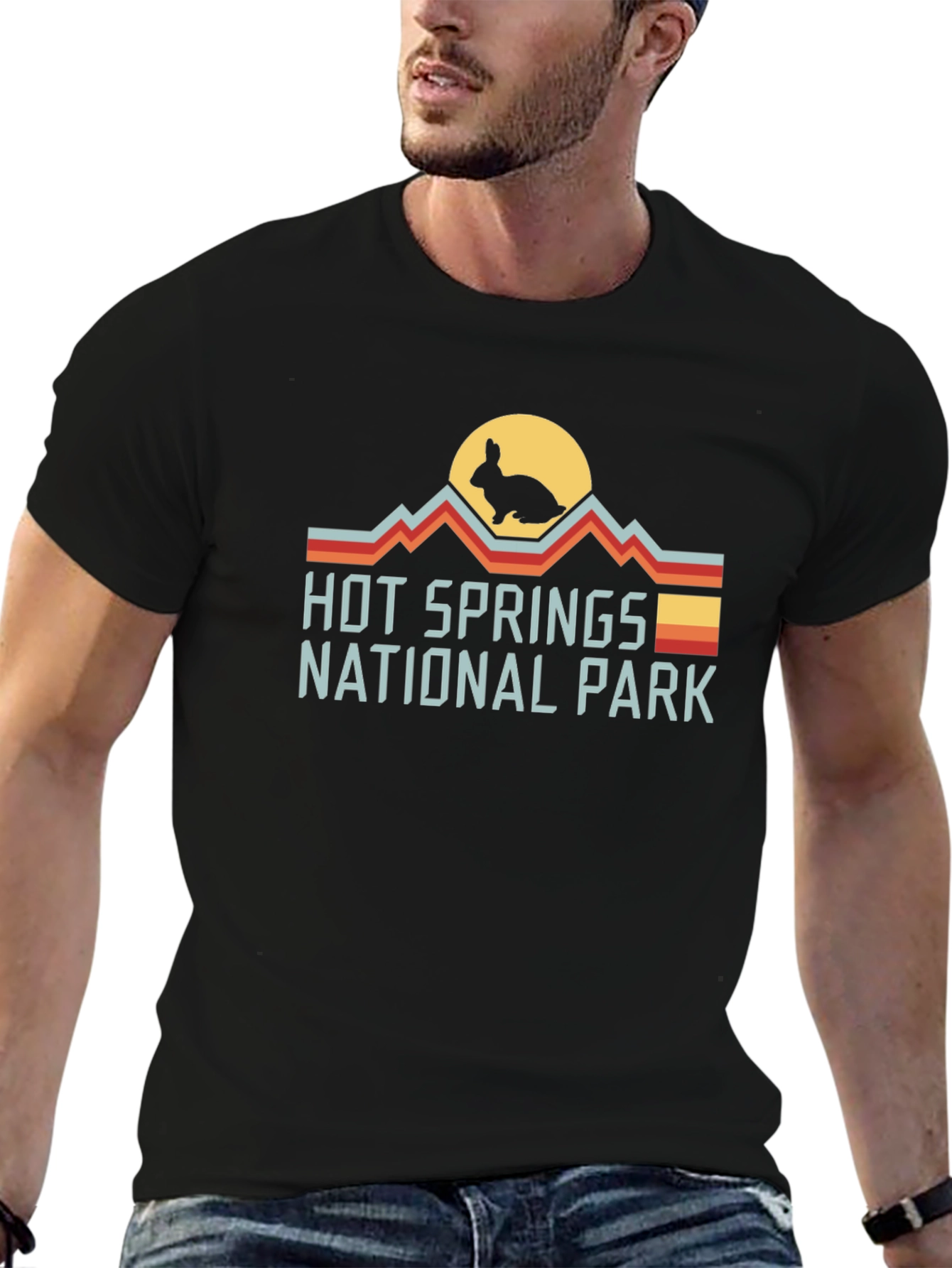 Black Hot Springs National Park Rabbit Graphic Tee view 6
