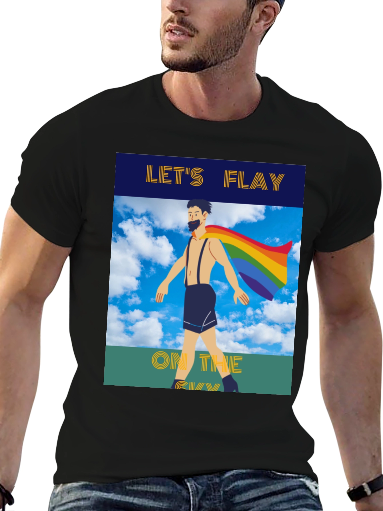 Black Let's Flay on the Gay T-Shirt Pride Tee view 6