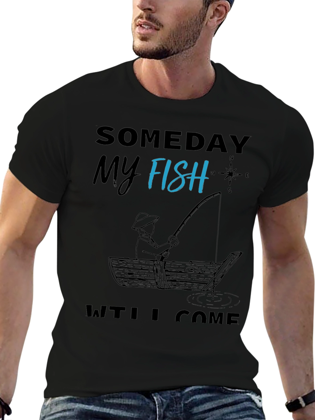 Black Someday My Fish Will Come T-Shirt view 6