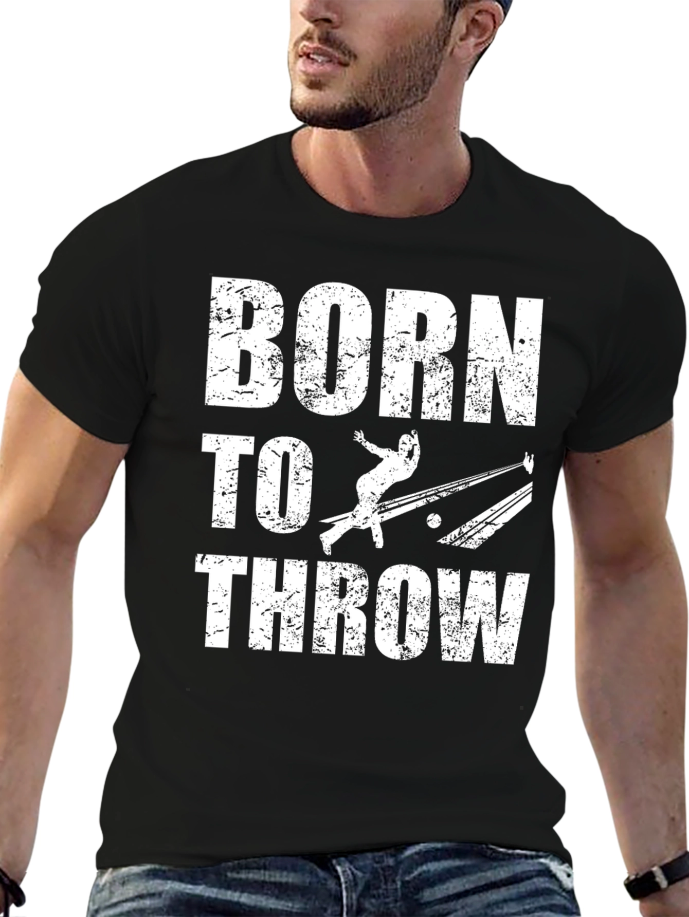 Black Born to Throw Graphic Tee Bowling T-Shirt view 6