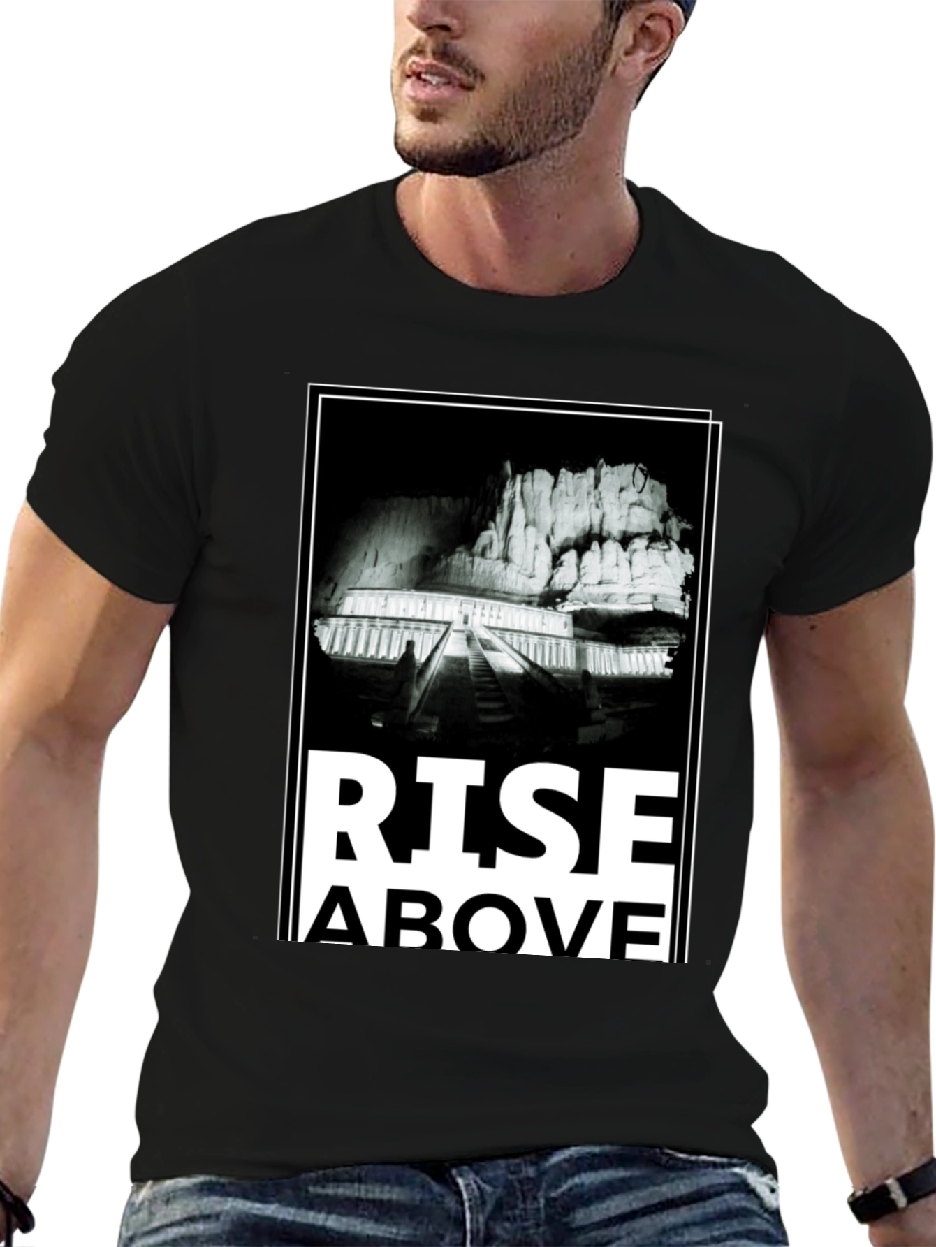 Black Rise Above Graphic Tee - Men's Black T-Shirt view 6