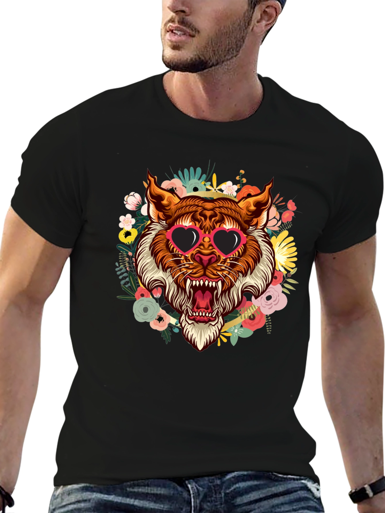 Black Tiger Floral T-Shirt view 6