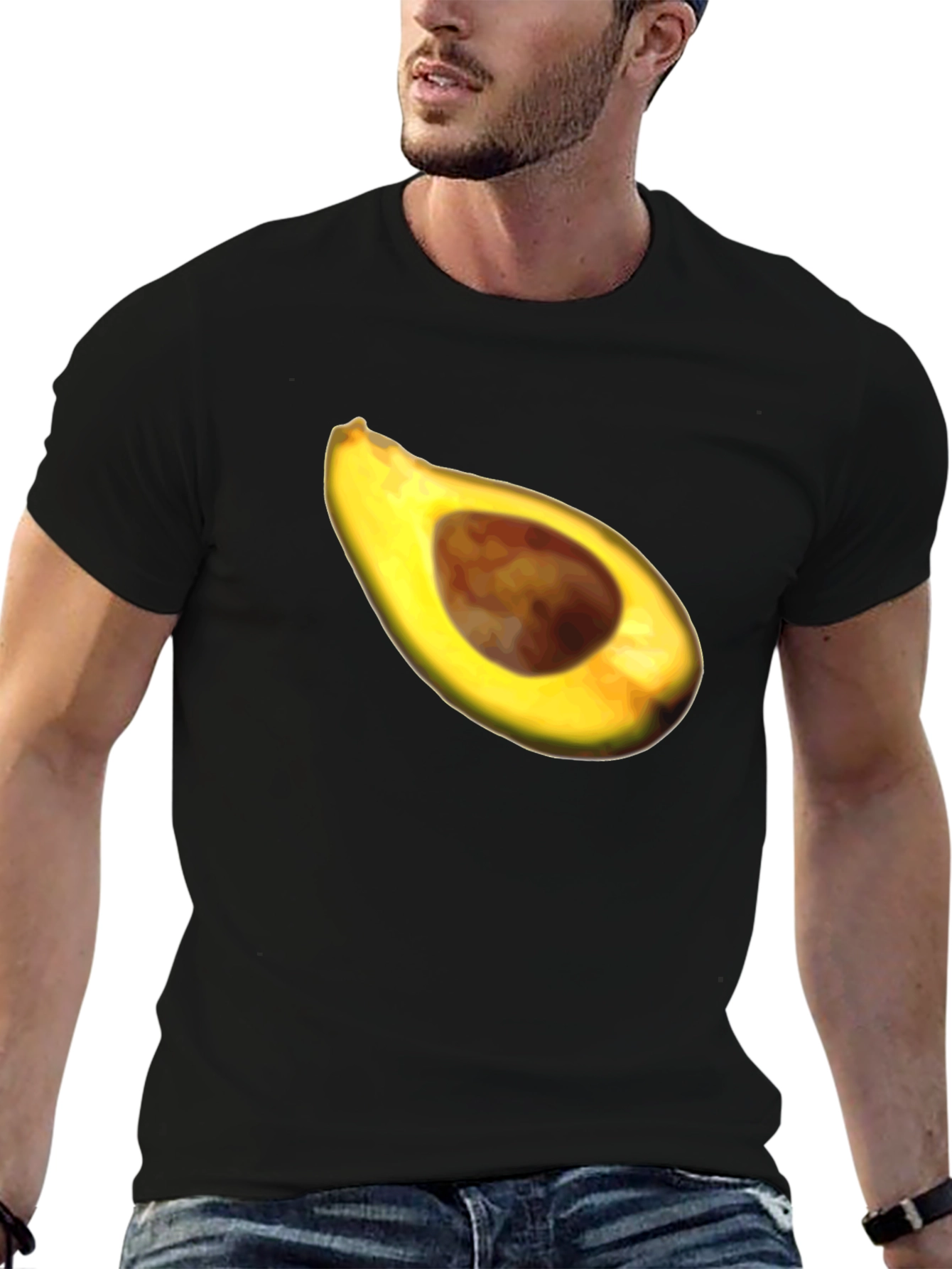 Black Avocado Slice Graphic Tee - Casual Black T-Shirt view 6