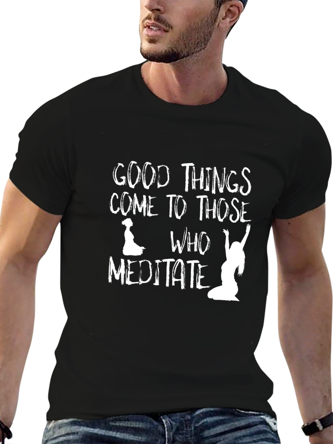 Black Meditate T-Shirt - Good Things Come view 6