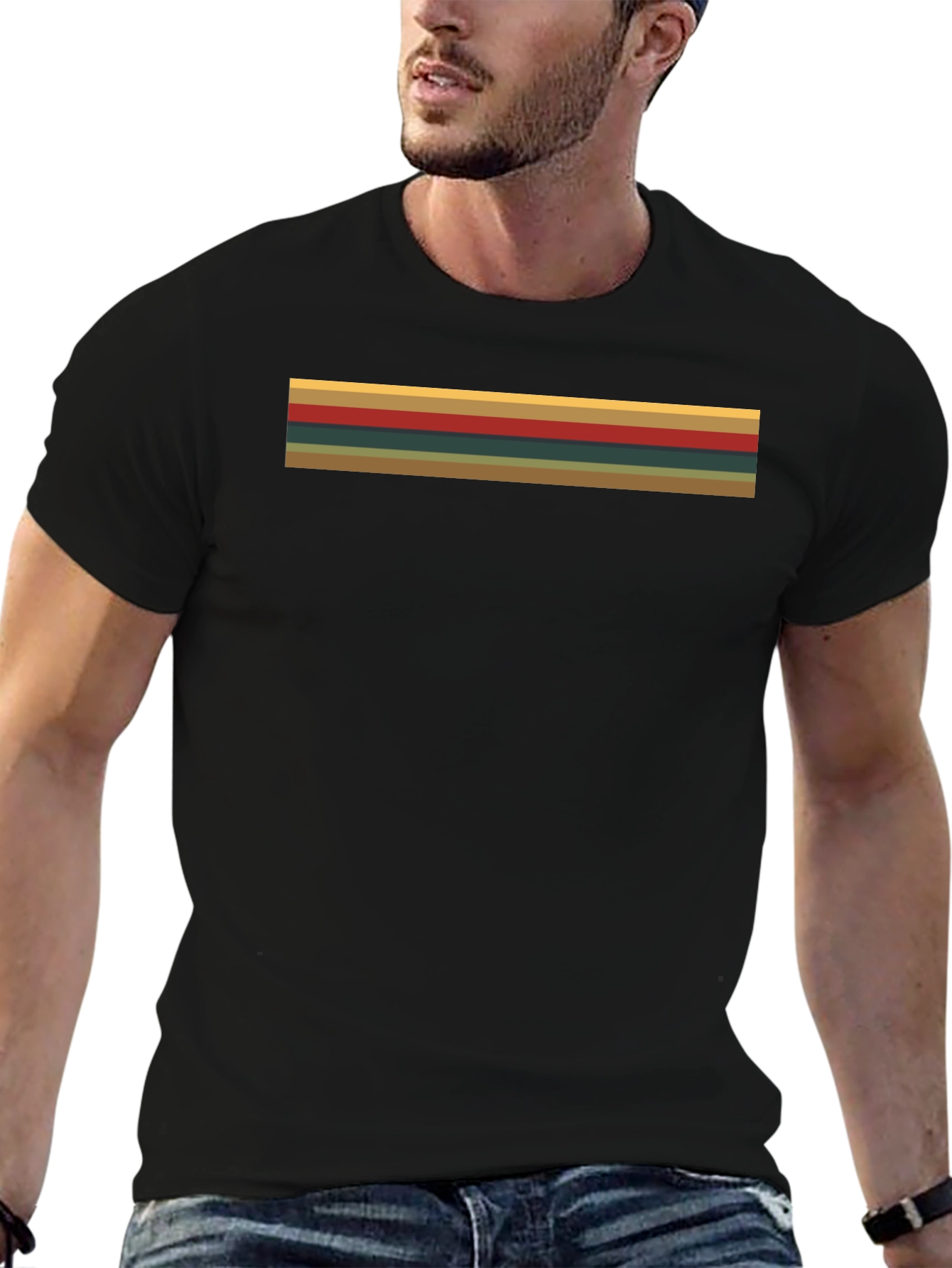 Black Retro Stripe Tee - Time Traveler Style view 6