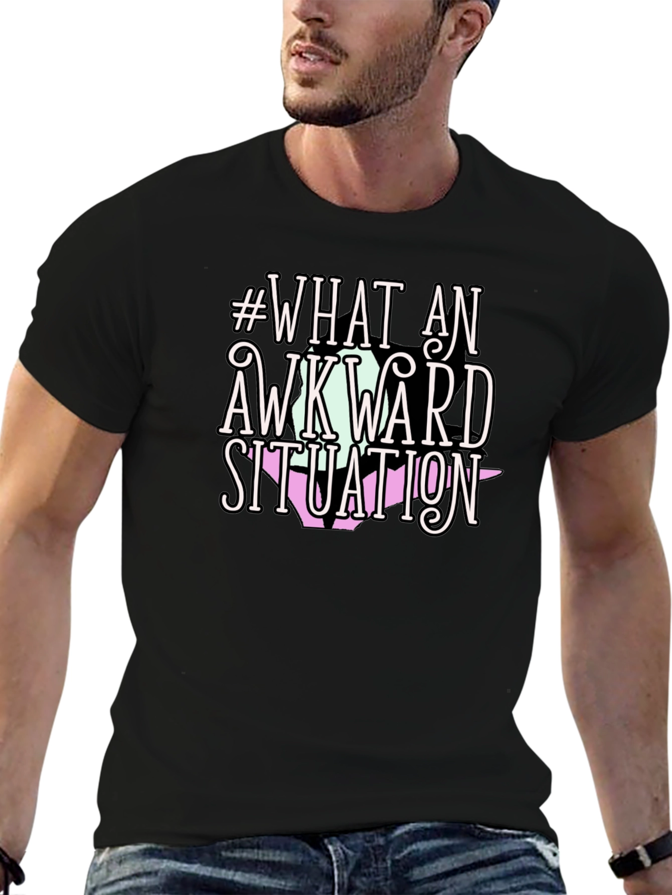 Black Awkward Situation Tee - Funny Graphic T-Shirt view 6