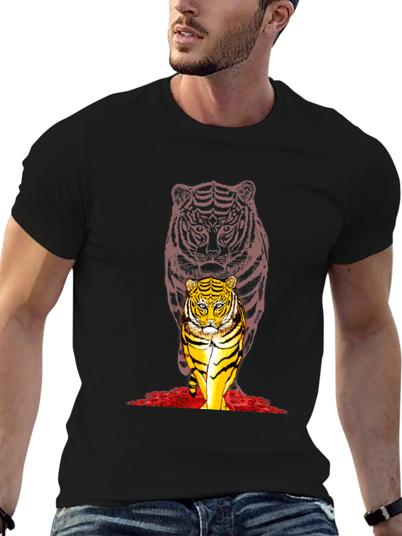 Black Tiger Graphic Black T-Shirt - Bold Animal Print view 6