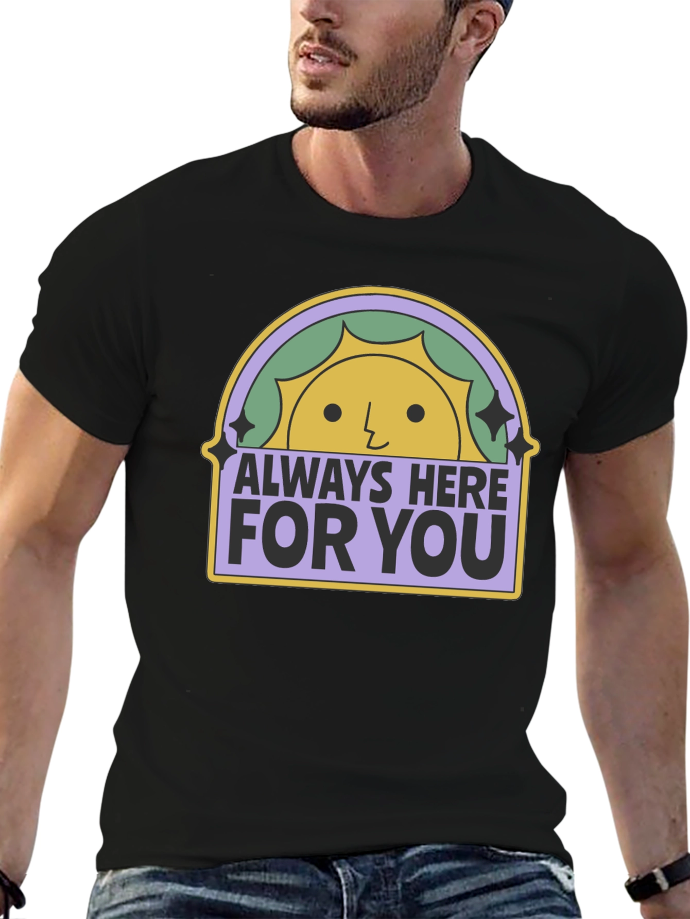 Black Always Here For You Graphic T-Shirt view 6