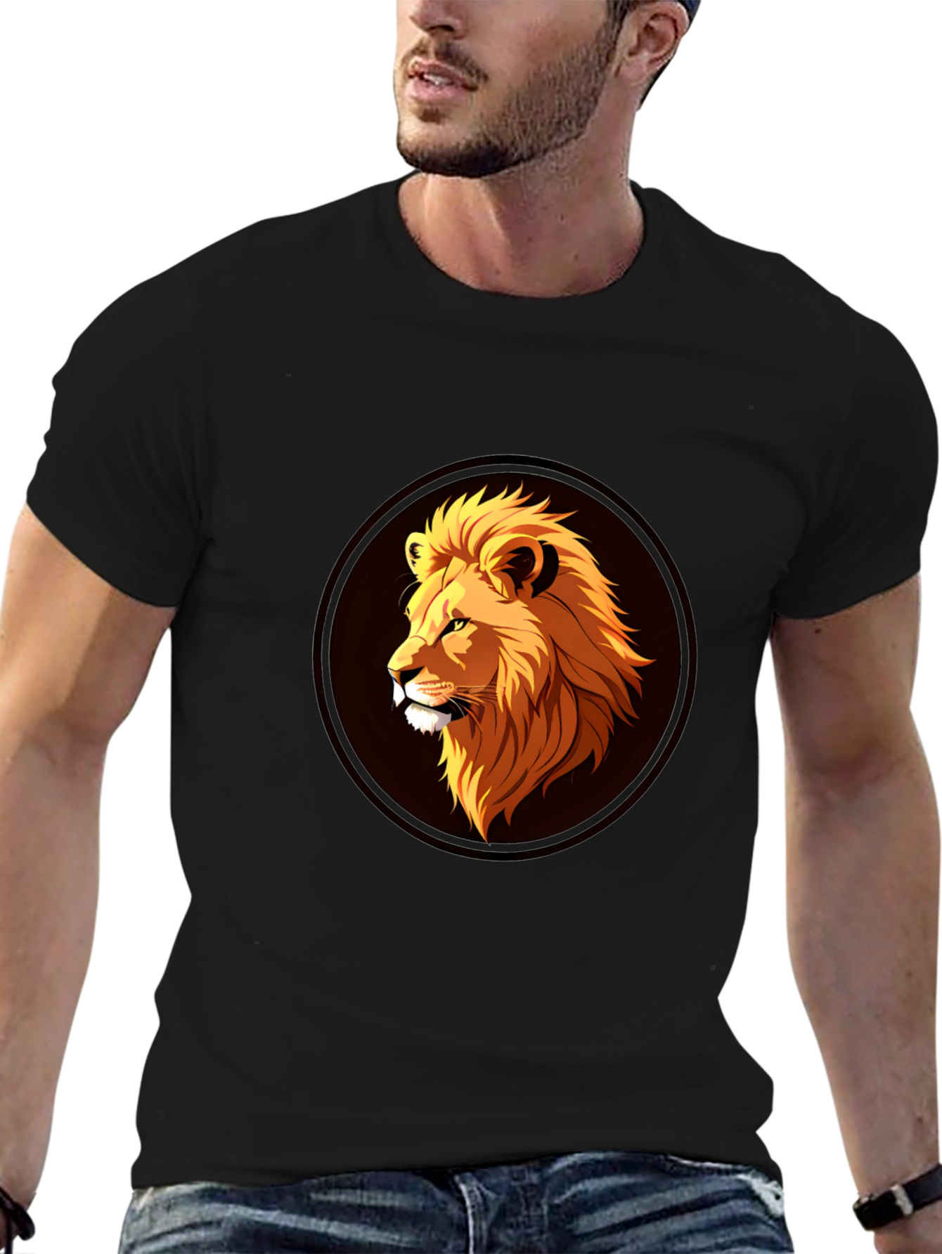 Black Lion Graphic Black T-Shirt - Stylish Men's Apparel view 6