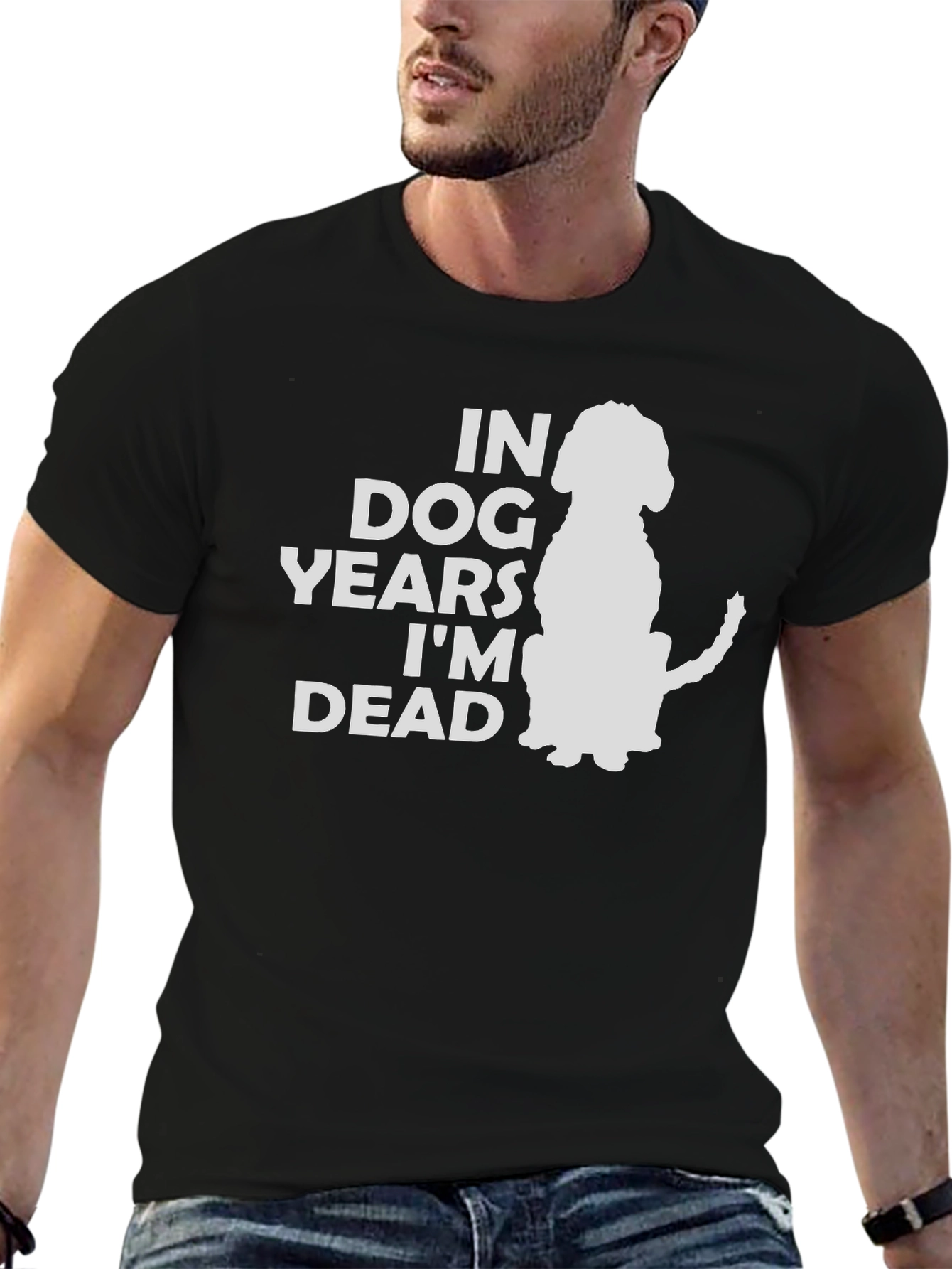 Black In Dog Years I'm Dead T-Shirt - Funny Pet Lover Tee view 6
