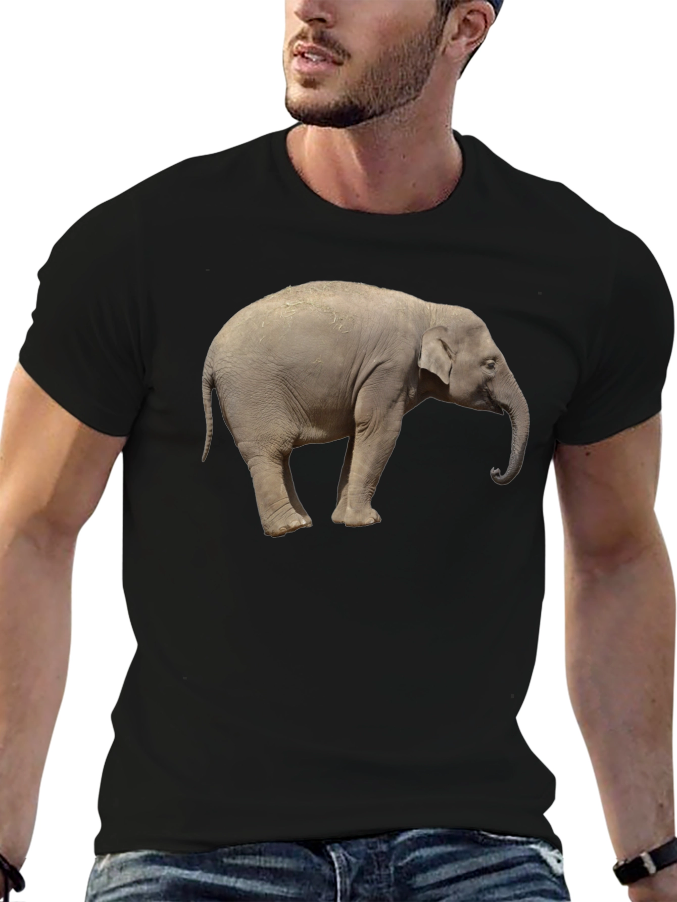 Black Elephant Graphic Tee - Cool Animal Print T-Shirt view 6