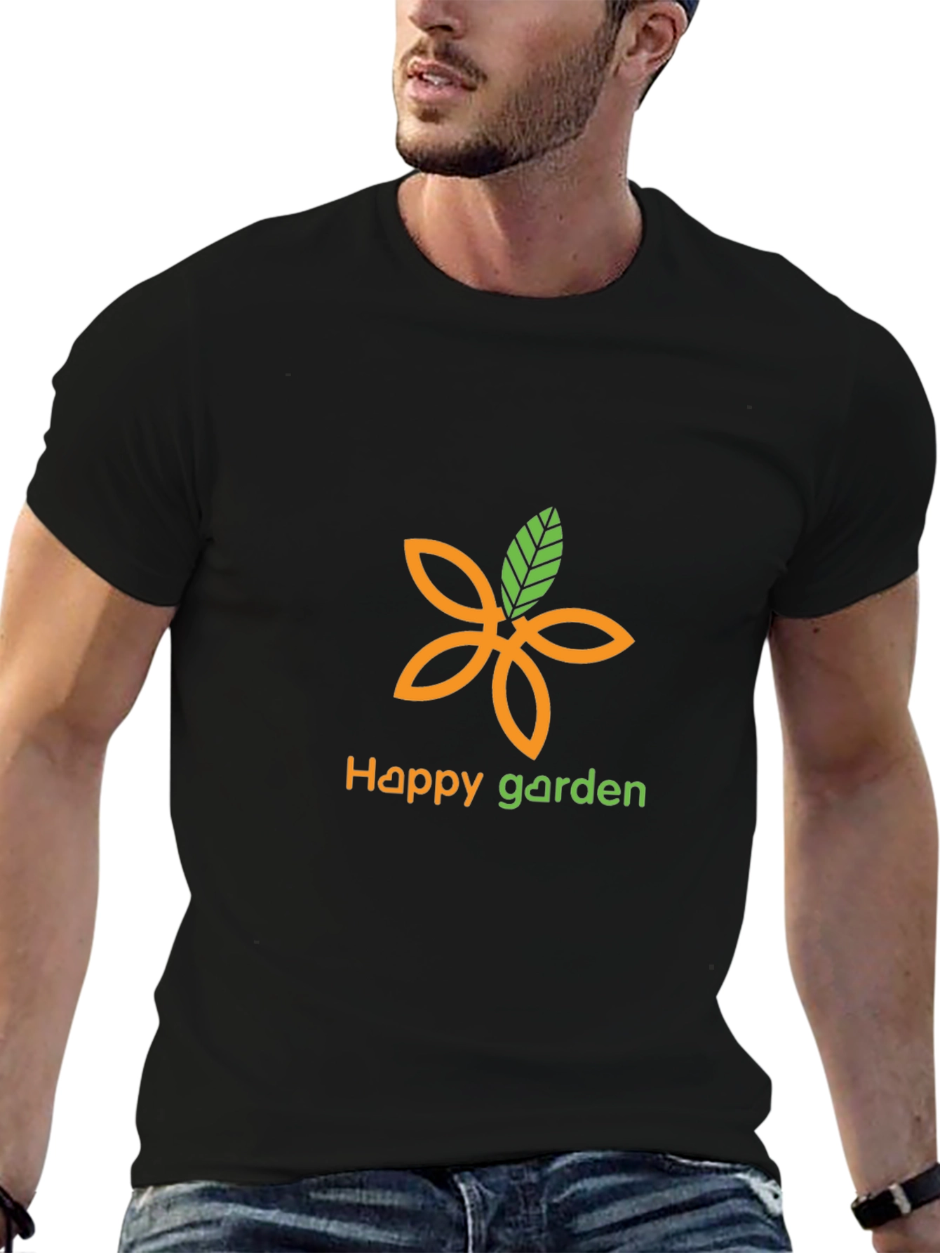 Black Happy Garden Graphic Tee - Black Cotton Blend view 6