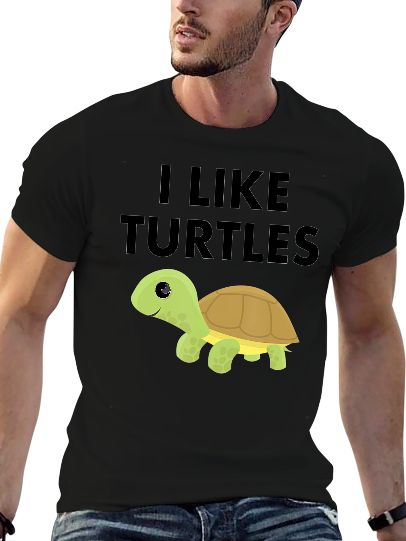 Black I Like Turtles Black T-Shirt view 6