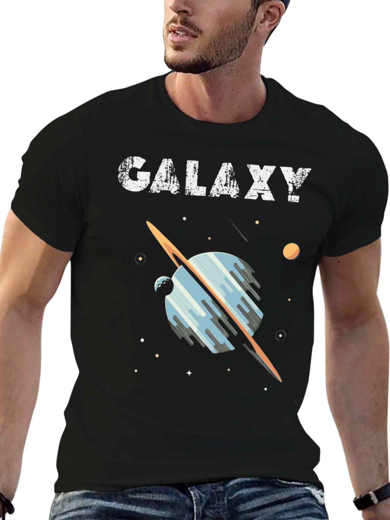 Galaxy Graphic Tee - Black Casual Short Sleeve - 6