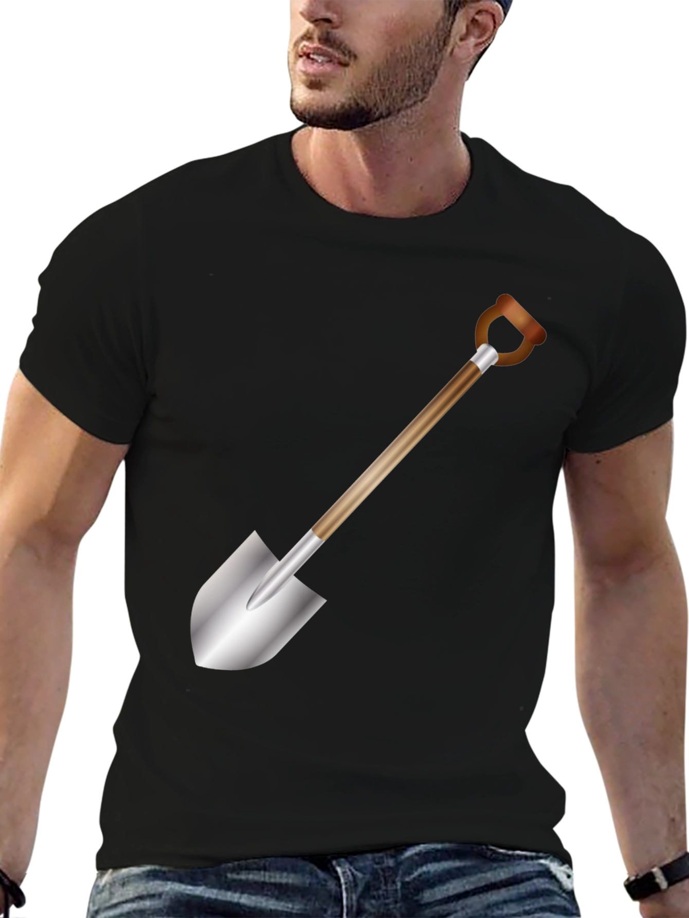 Black Shovel Graphic T-Shirt - Black Cotton Tee view 6