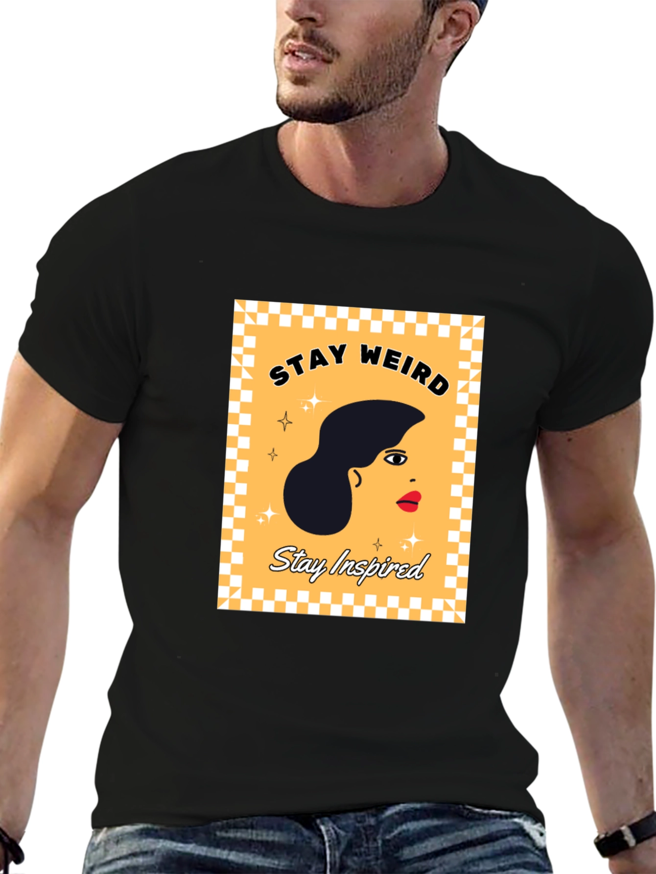 Black Stay Weird, Stay Inspired Graphic Tee view 6