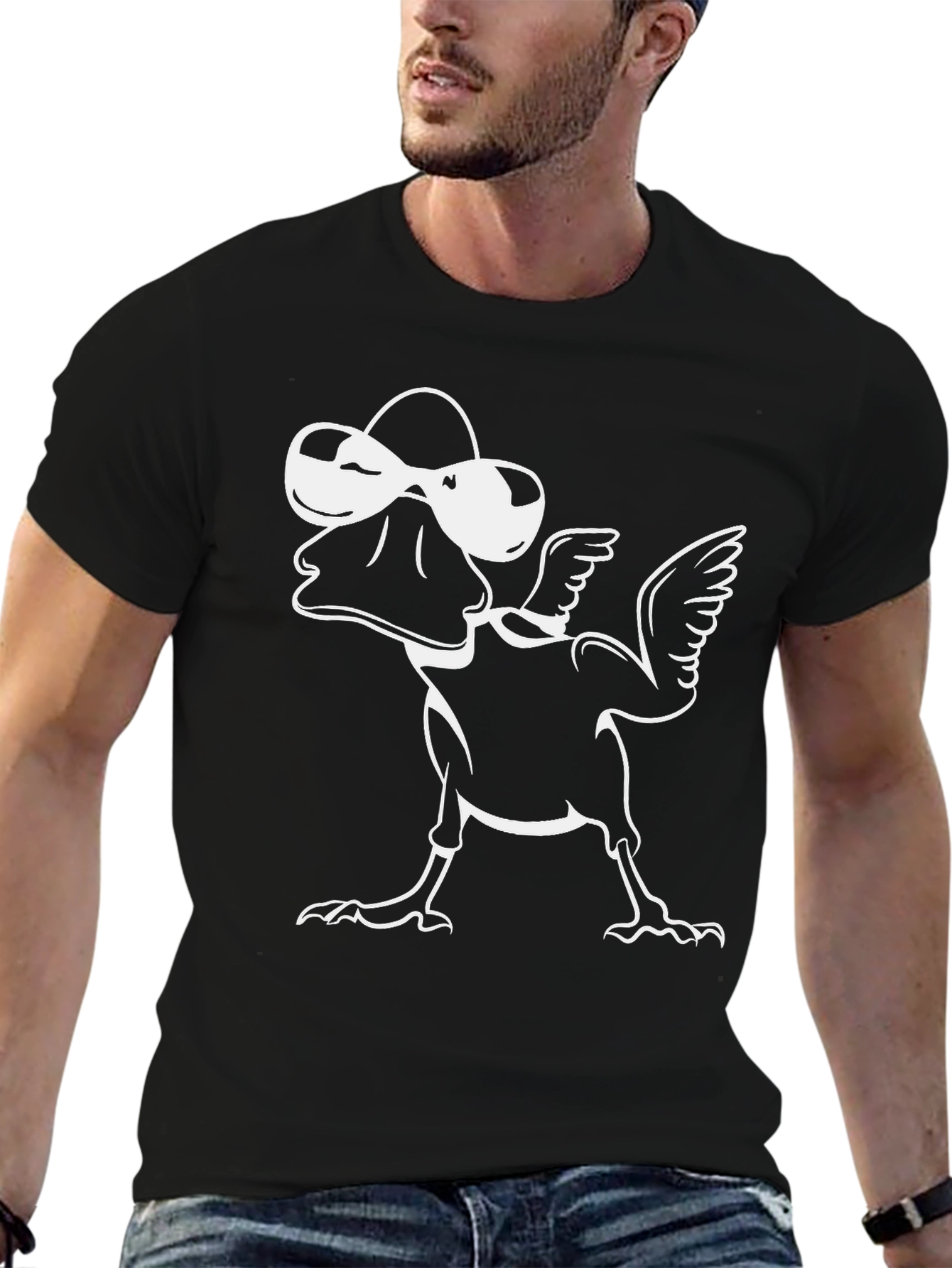 Black Cool Duck Graphic Tee - Black Cotton Blend T-Shirt view 6