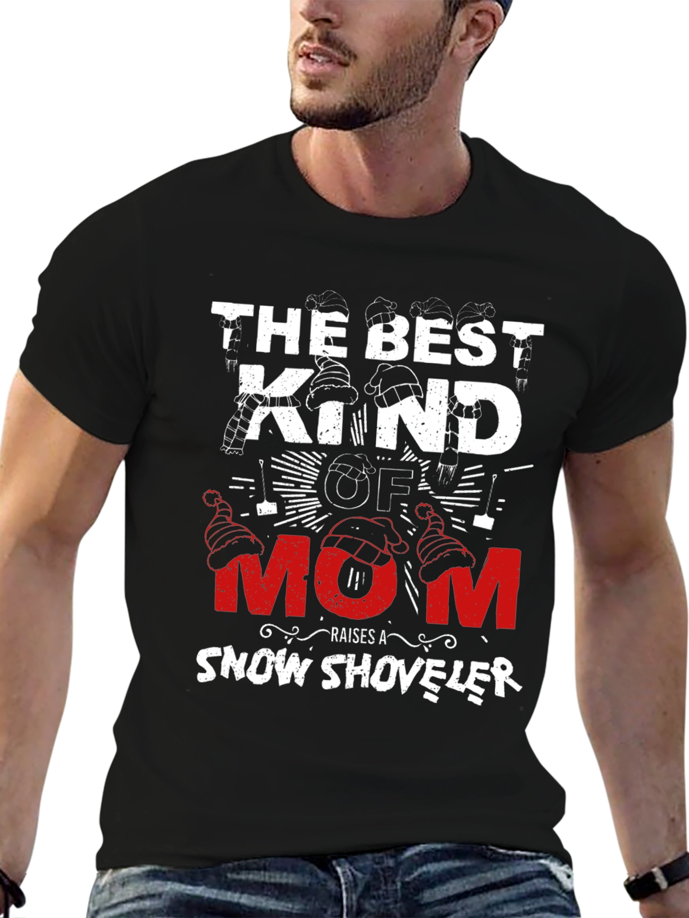 Black Best Kind of Mom Snow Shoveler Graphic Tee view 6