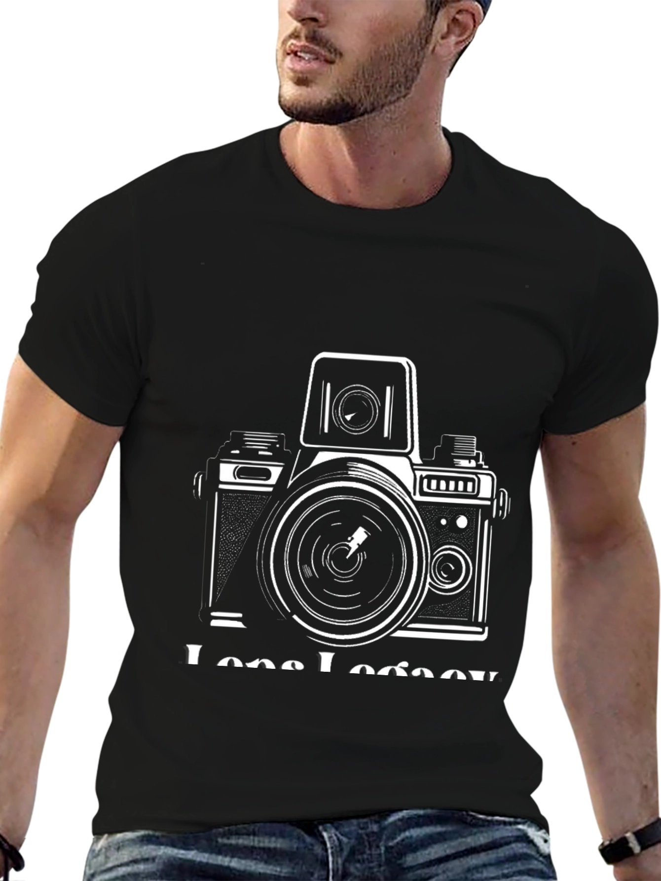 Black Retro Camera Graphic Tee - Black view 6
