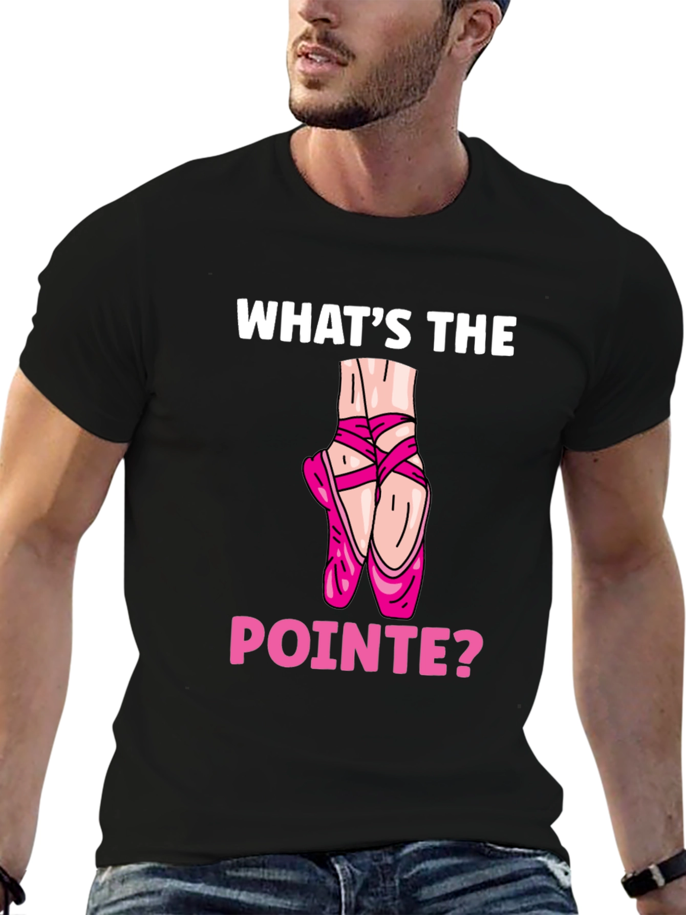 Black What's the Pointe? Ballet Lover T-Shirt view 6