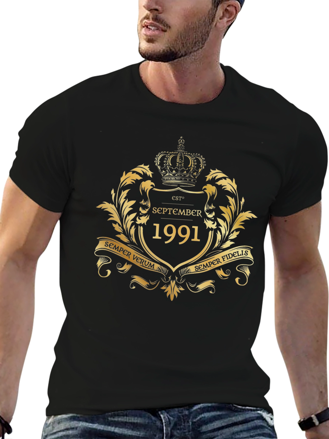 Black September 1991 Est. Gold Crest Graphic T-Shirt view 6