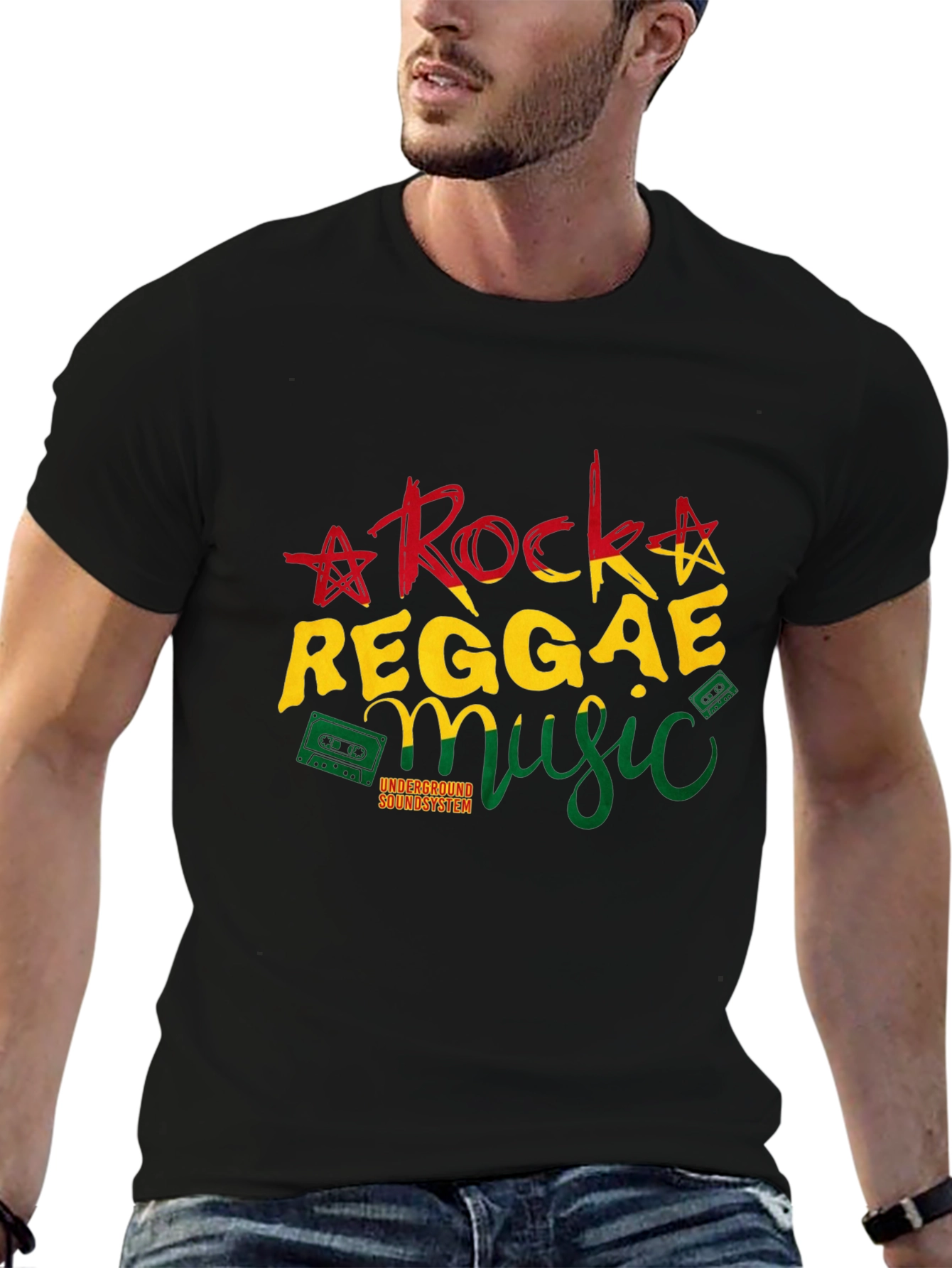 Black Rock Reggae Music T-Shirt view 6