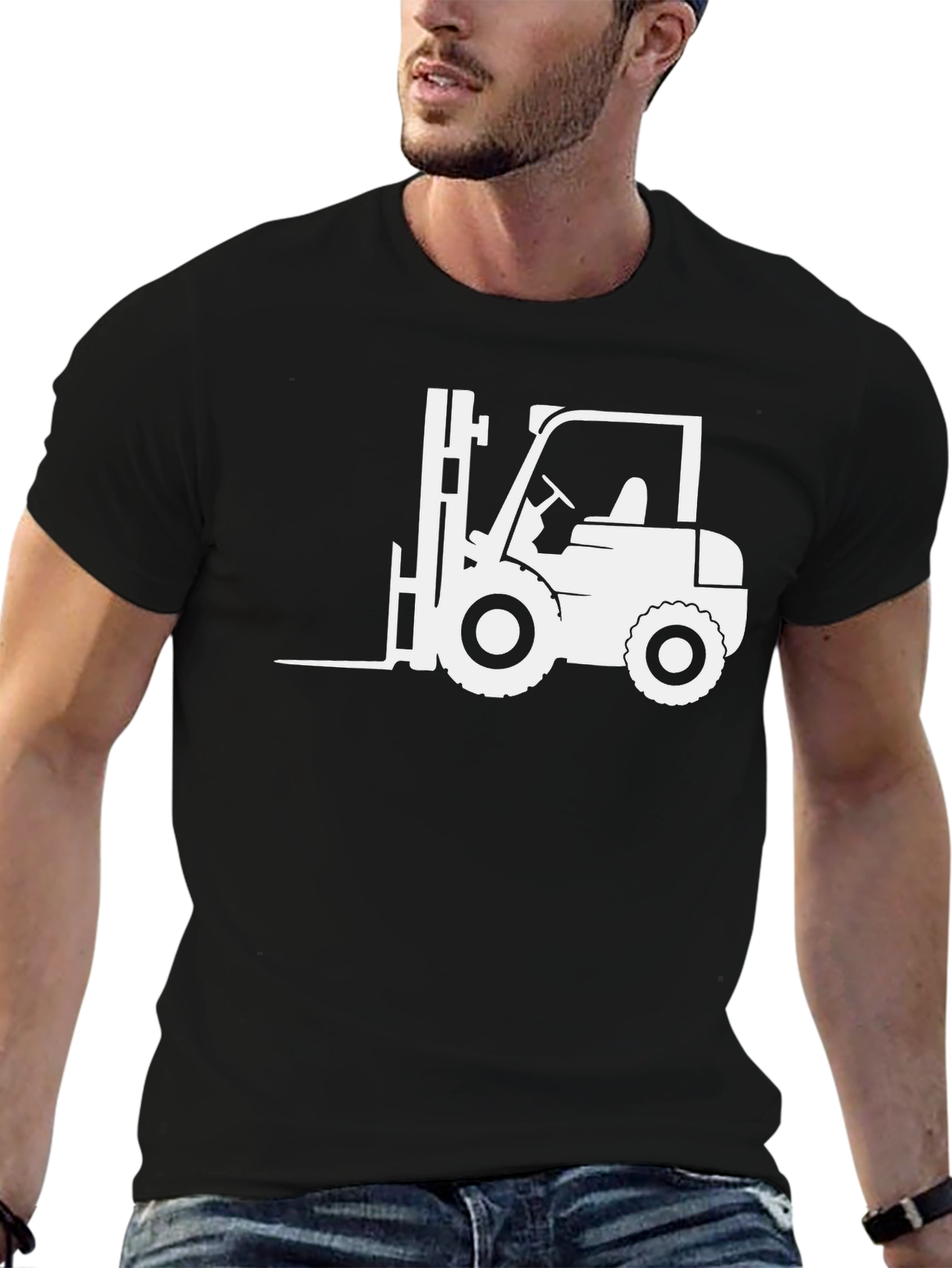 Black Forklift Graphic Tee - Cool Operator Shirt view 6