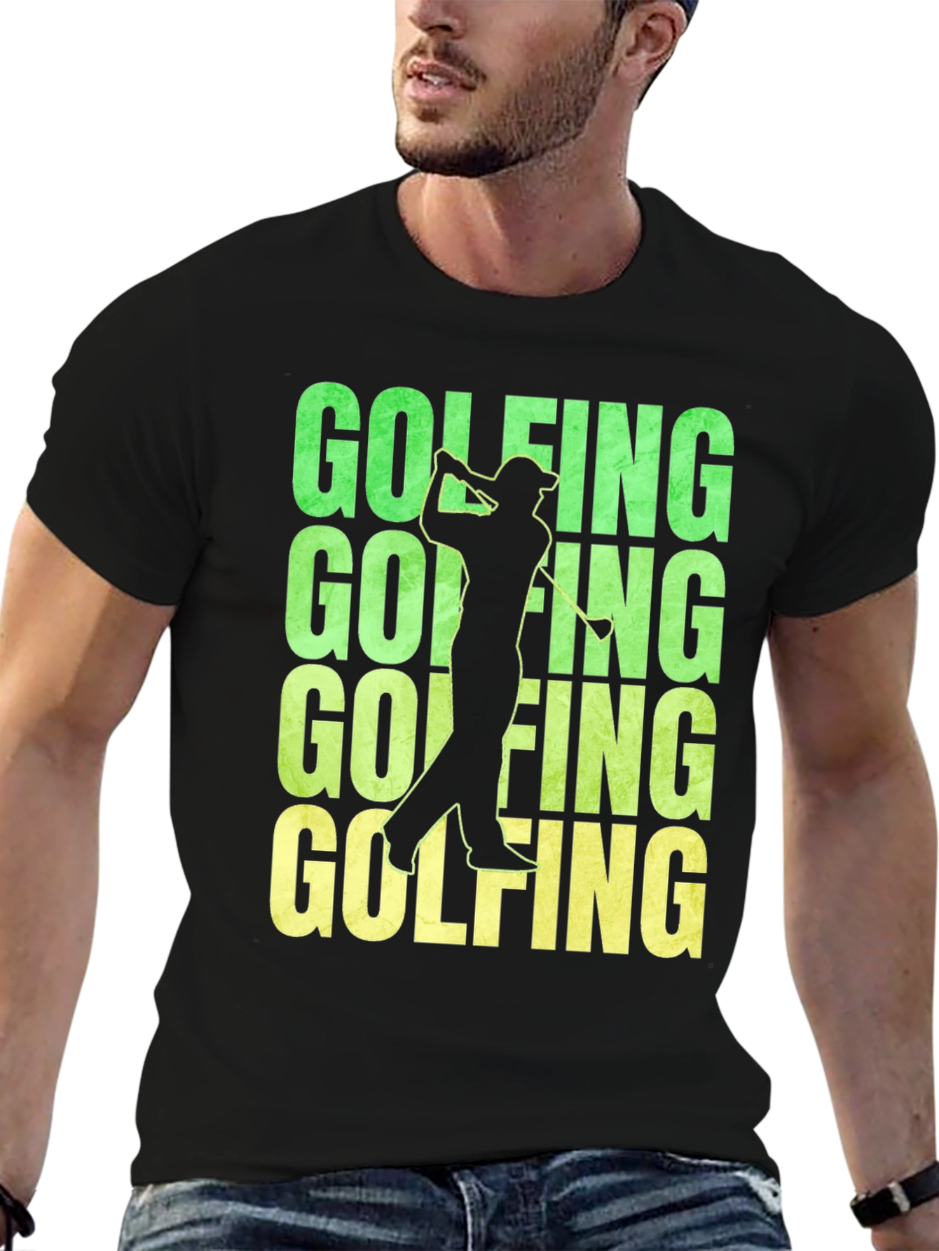 Black Golfing T-Shirt - Fun Golfer Design view 6