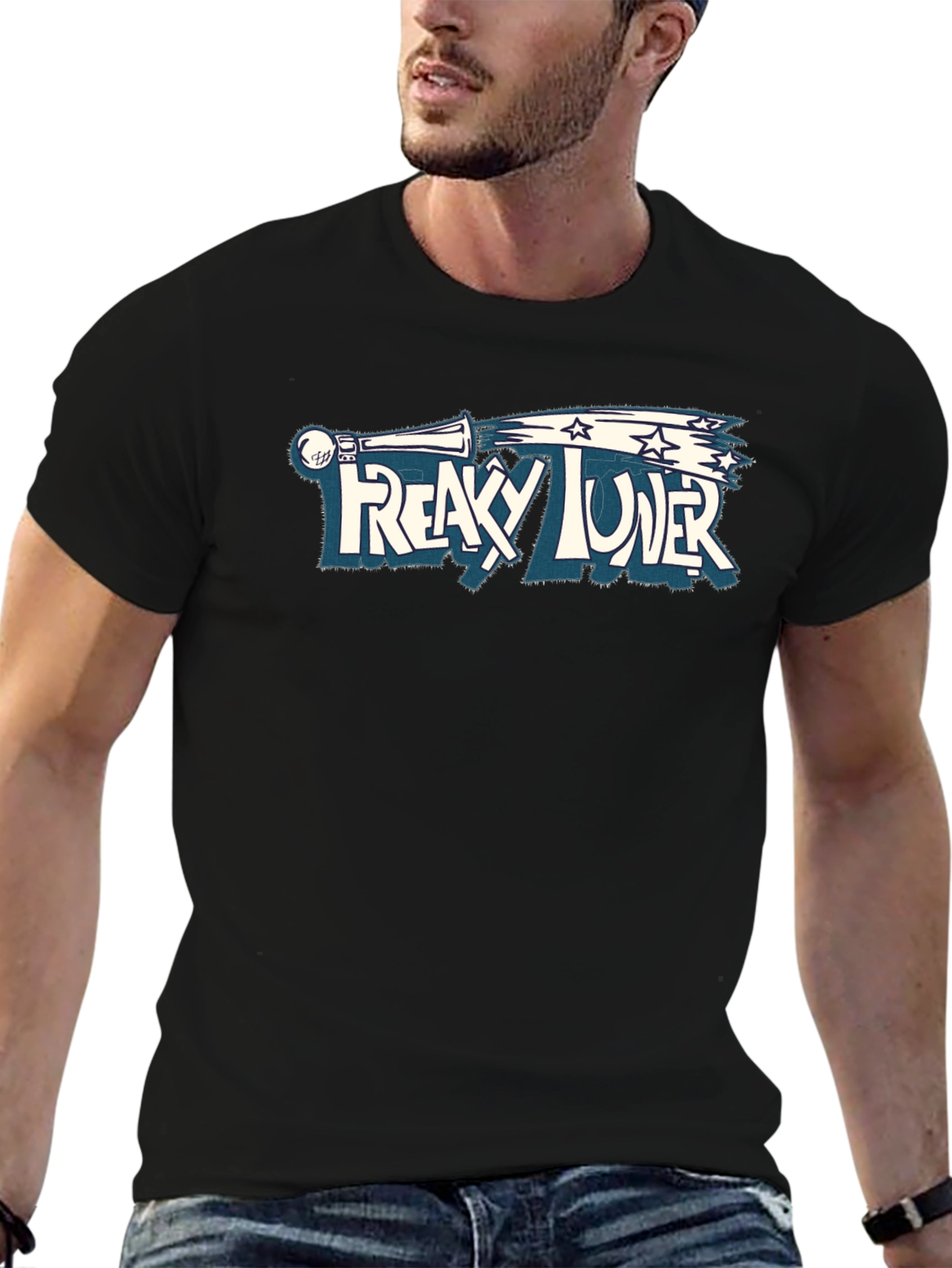 Black Freaky Tuner Graphic Black T-Shirt view 6
