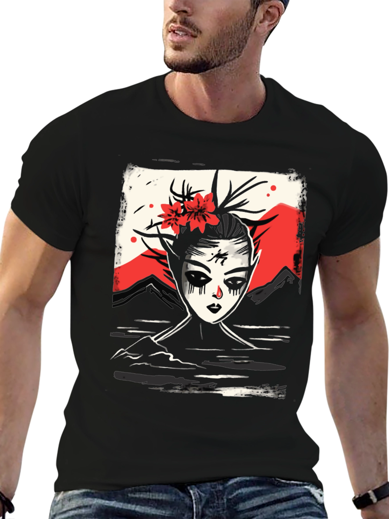 Black Mystic Mountain Woman Graphic Tee view 6