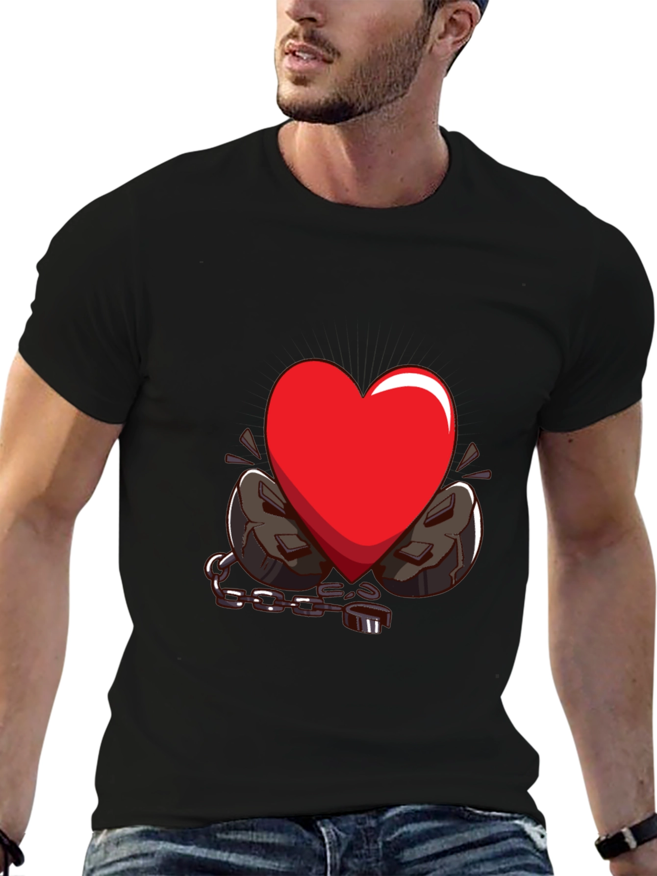 Black Heart in Chains Graphic T-Shirt - Black view 6