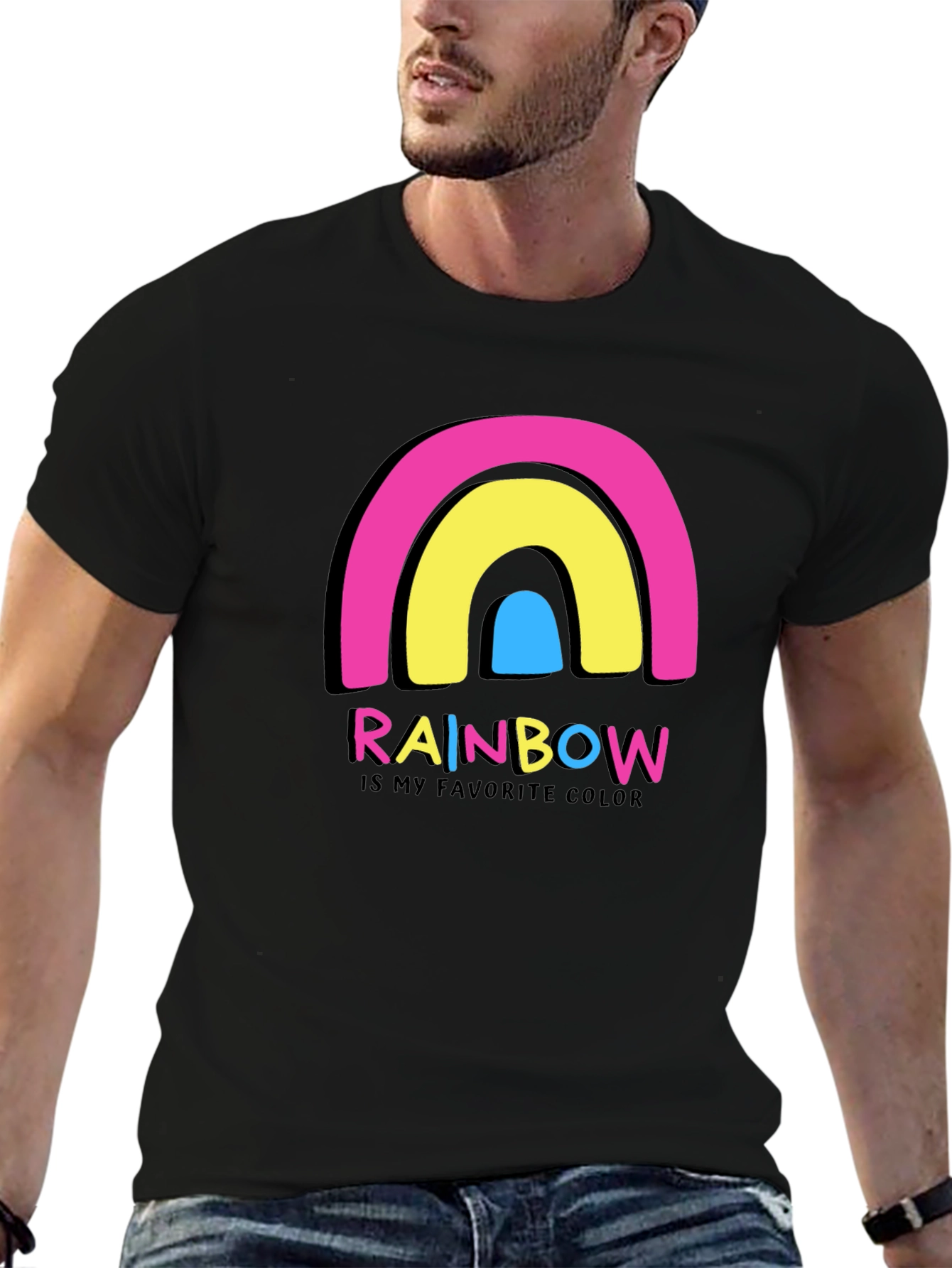 Black Rainbow Is My Favorite Color Graphic T-Shirt view 6