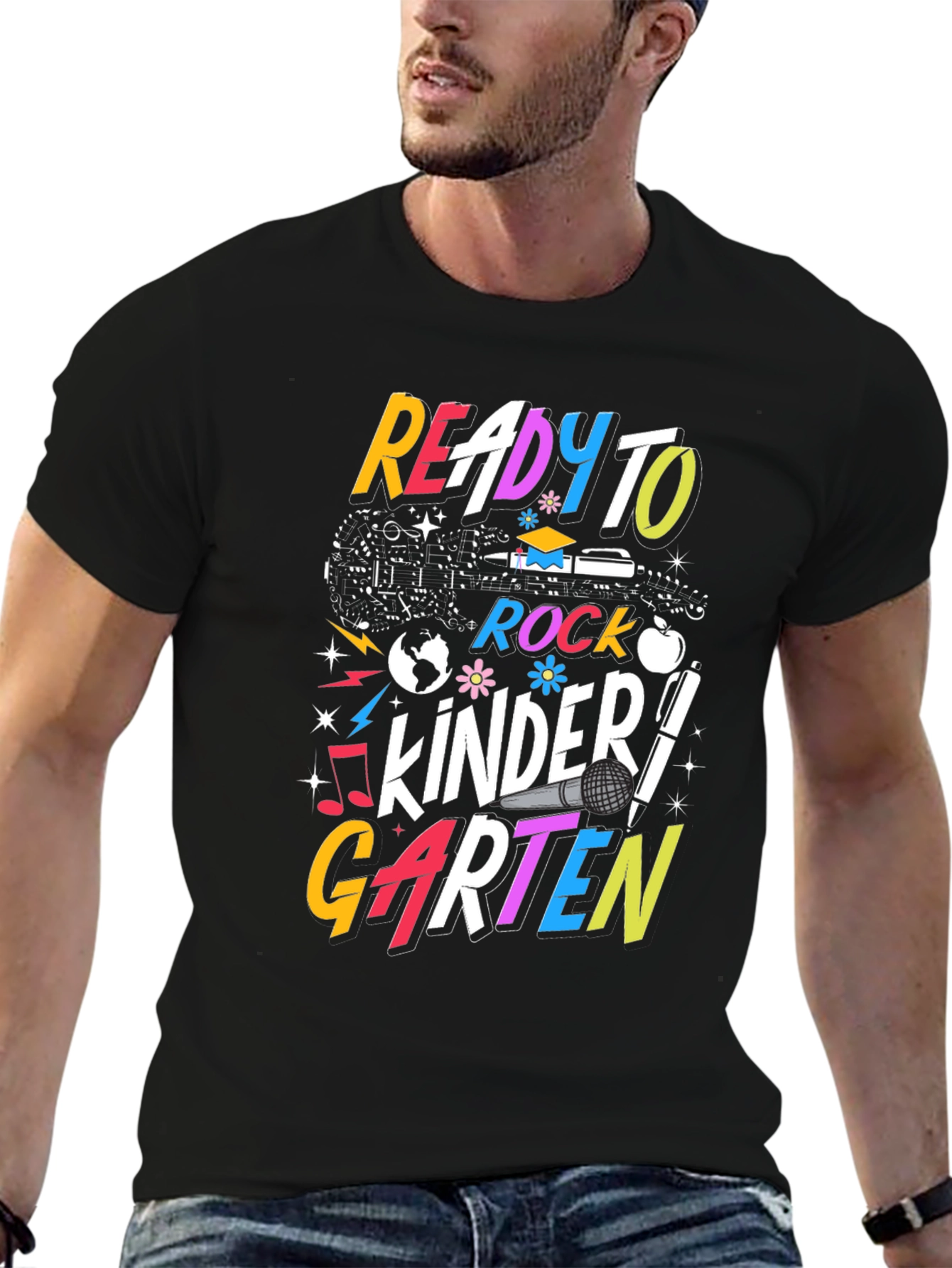 Black Ready to Rock Kindergarten T-Shirt - Back to School view 6