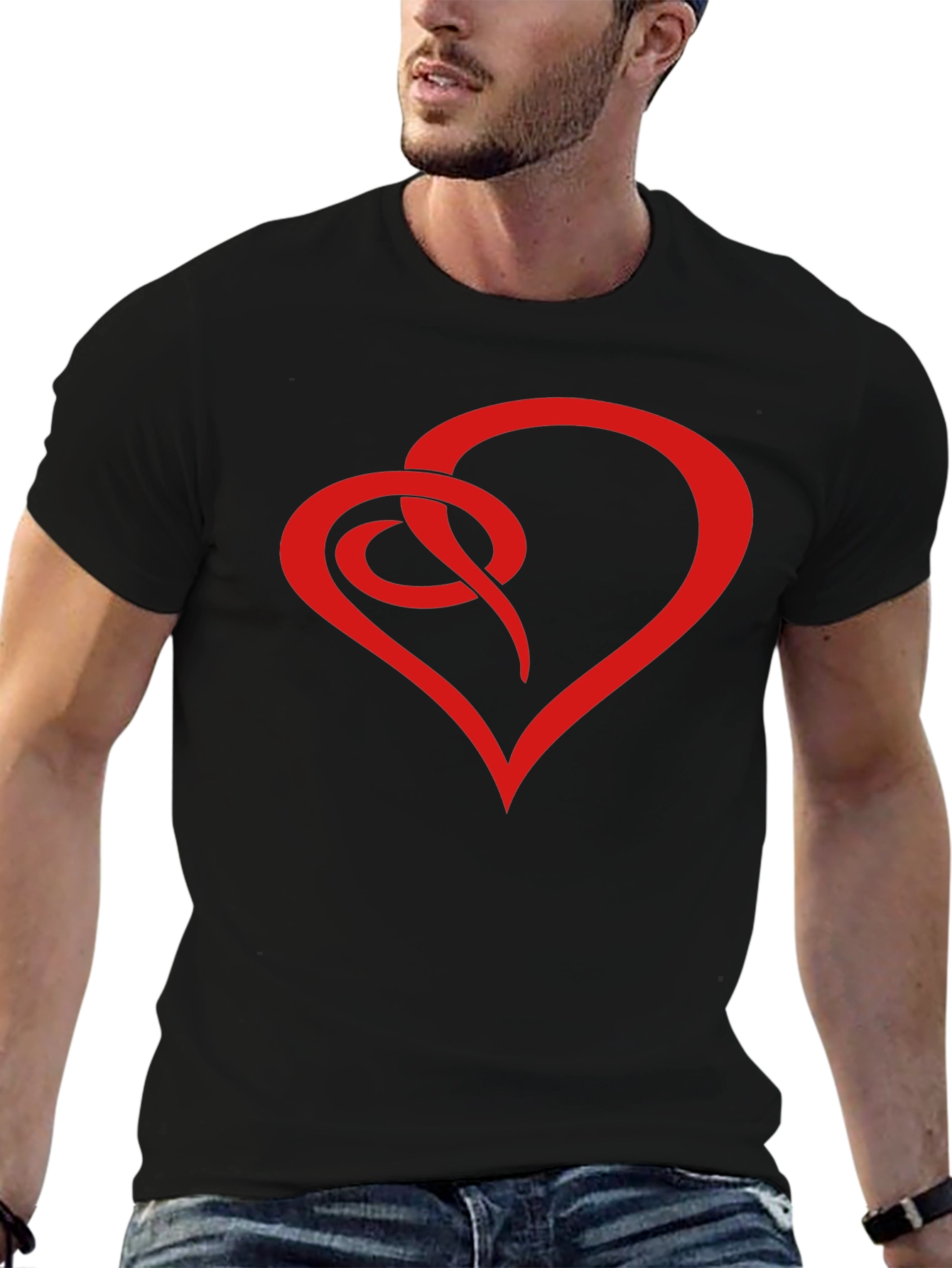 Black Heart Knot Graphic Tee - Stylish Men's Black T-Shirt view 6