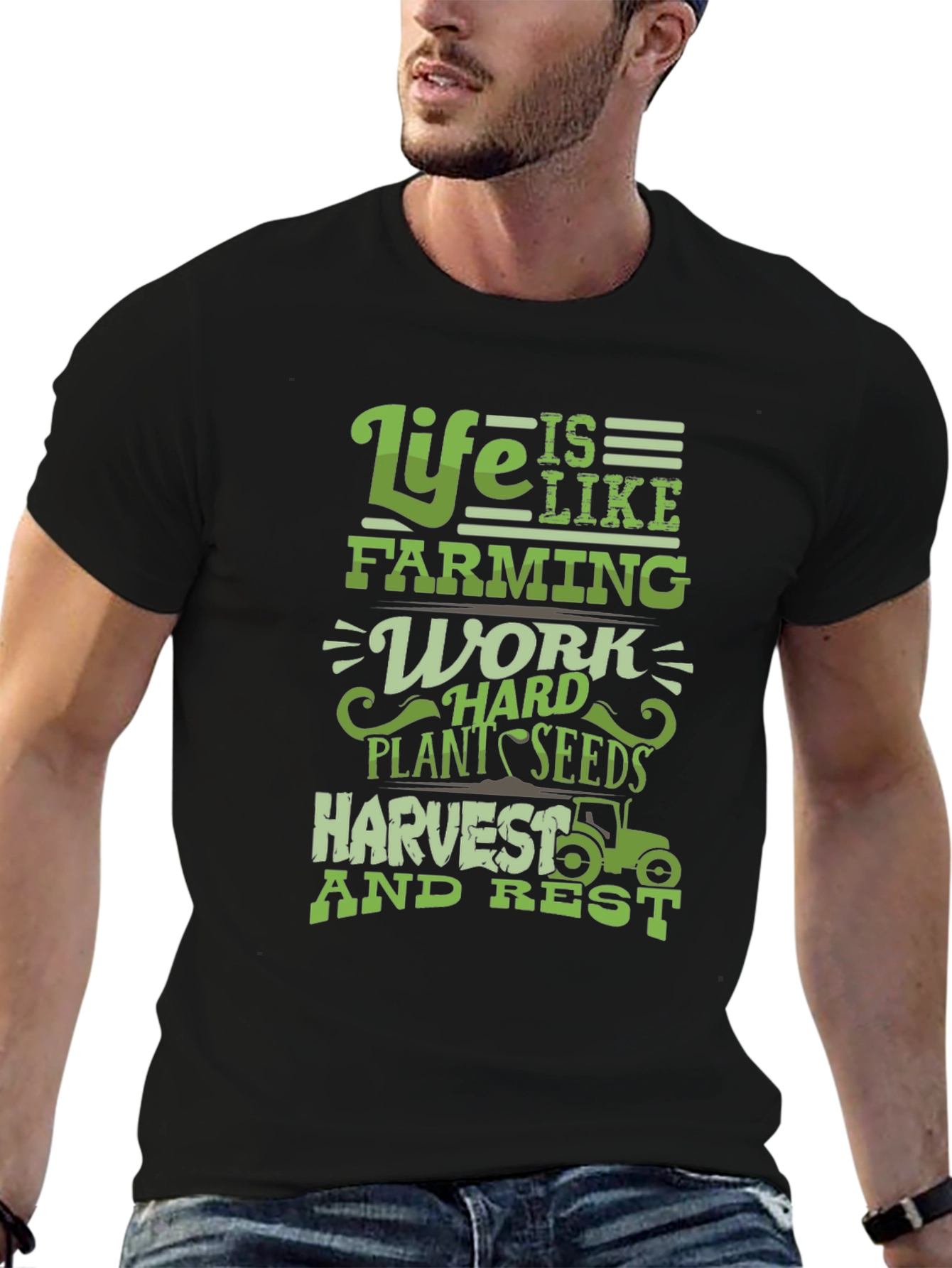 Life is Like Farming Black T-Shirt - 6