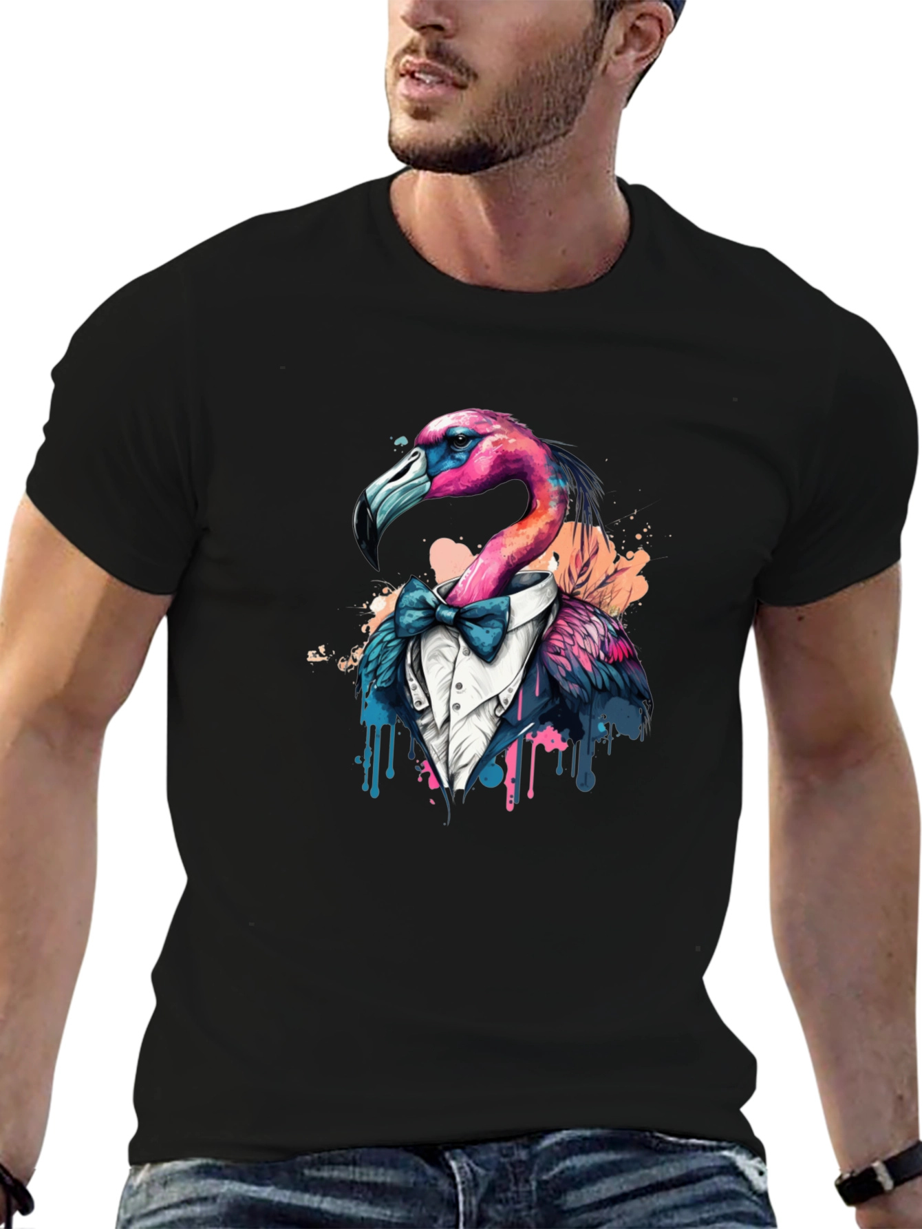 Black Flamingo Tuxedo T-Shirt view 6